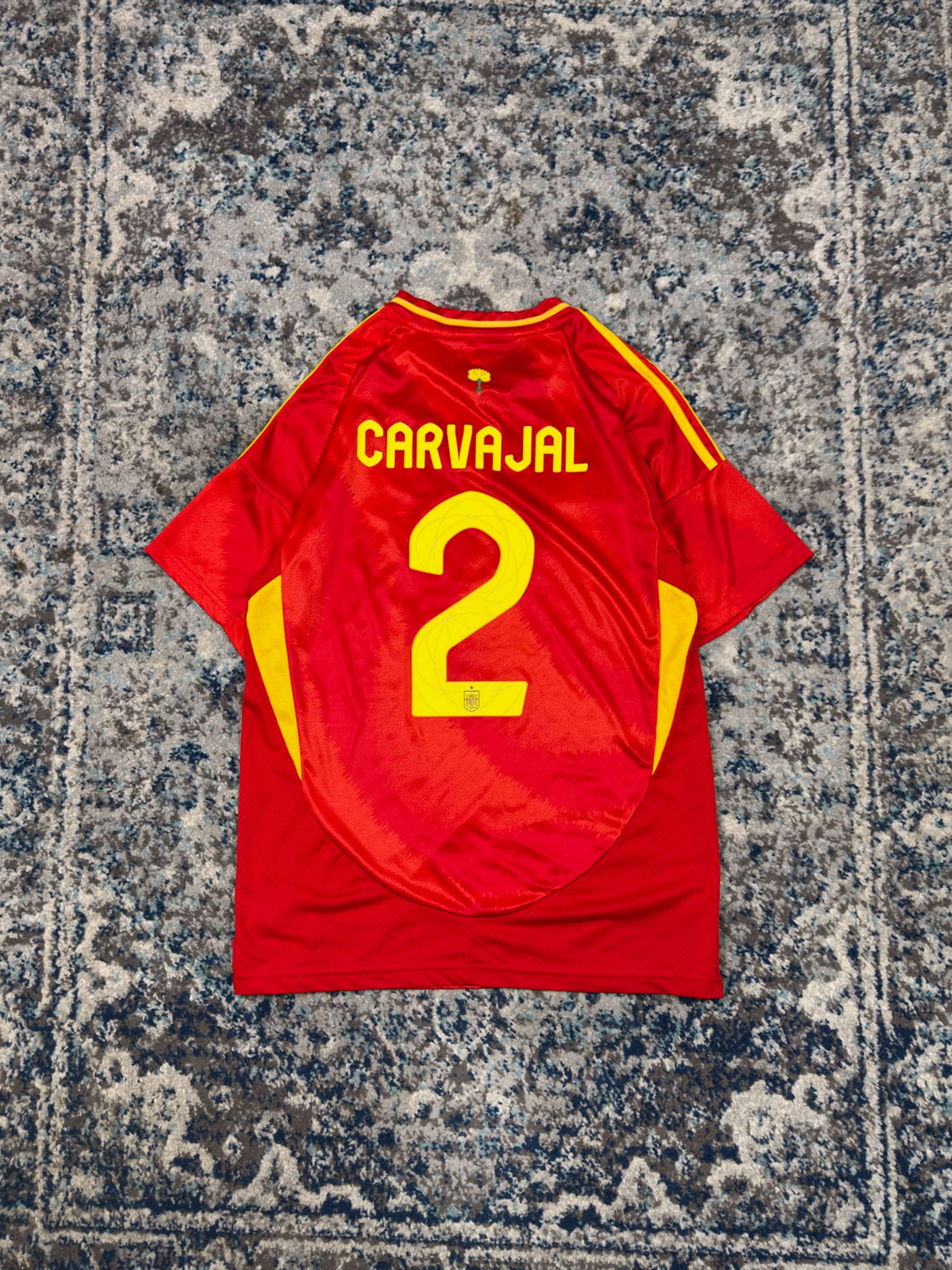 2024 Dani Carvajal #2 Spain Adidas Home Slim Fit Soccer Jersey Size Large