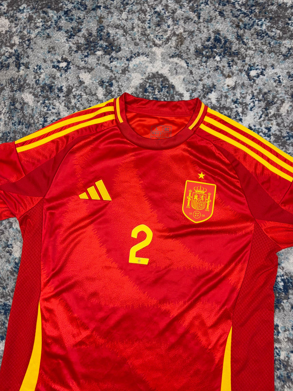 2024 Dani Carvajal #2 Spain Adidas Home Slim Fit Soccer Jersey Size Large