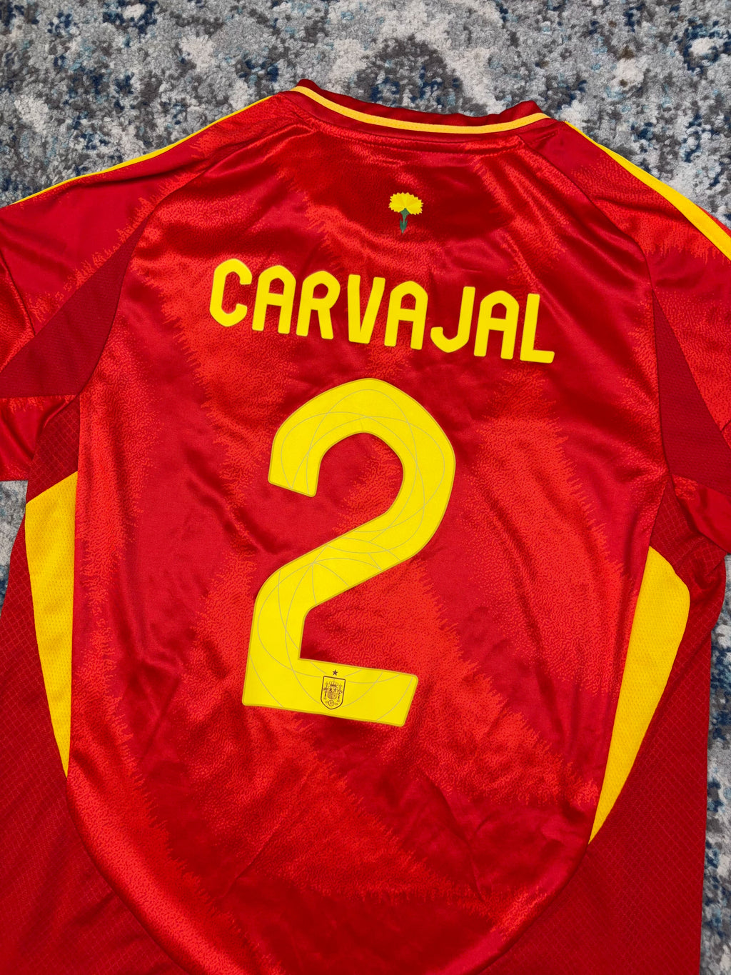 2024 Dani Carvajal #2 Spain Adidas Home Slim Fit Soccer Jersey Size Large