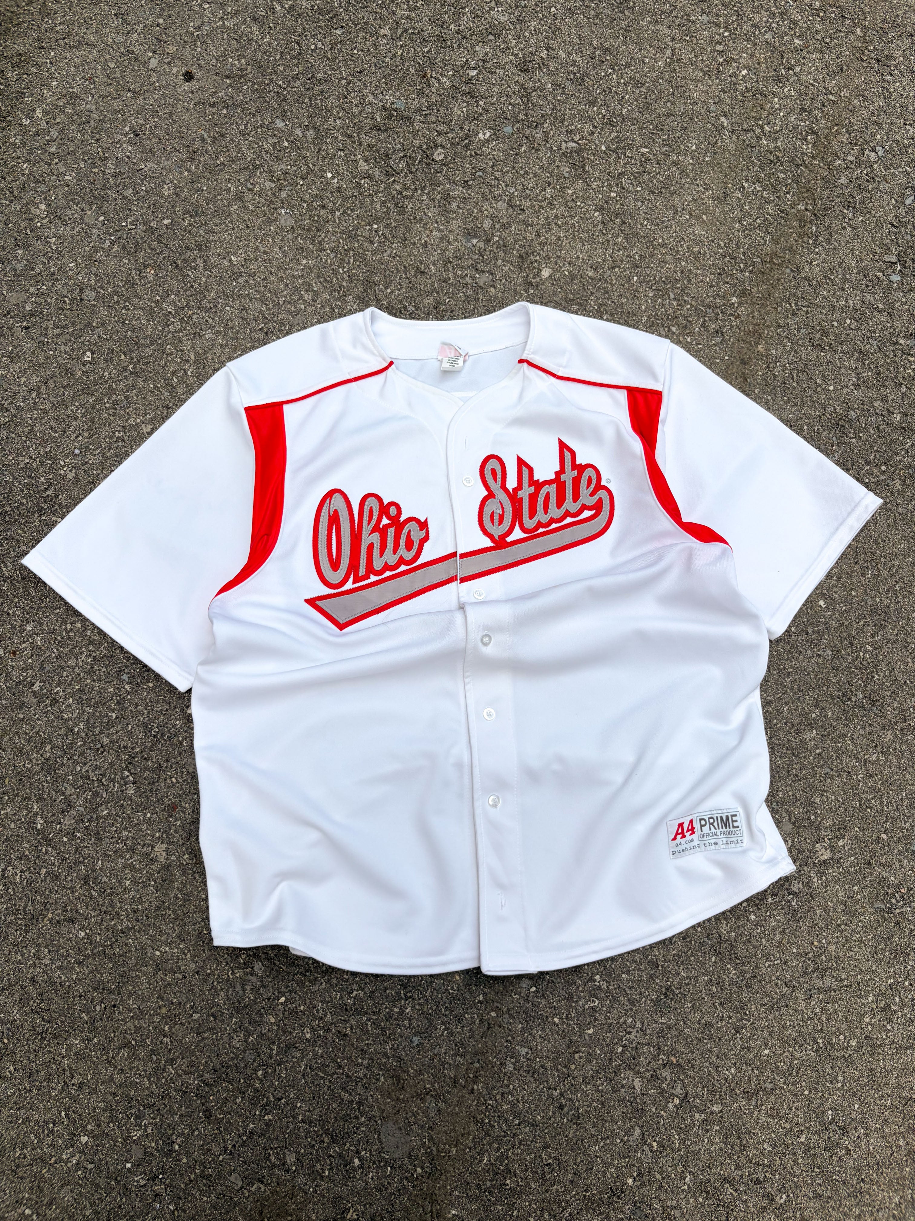 Vintage Ohio State Buckeyes NCAA Stitched Script Spellout Baseball Jersey Size Large