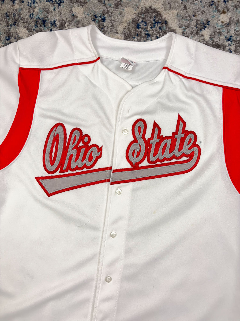 Vintage Ohio State Buckeyes NCAA Stitched Script Spellout Baseball Jersey Size Large