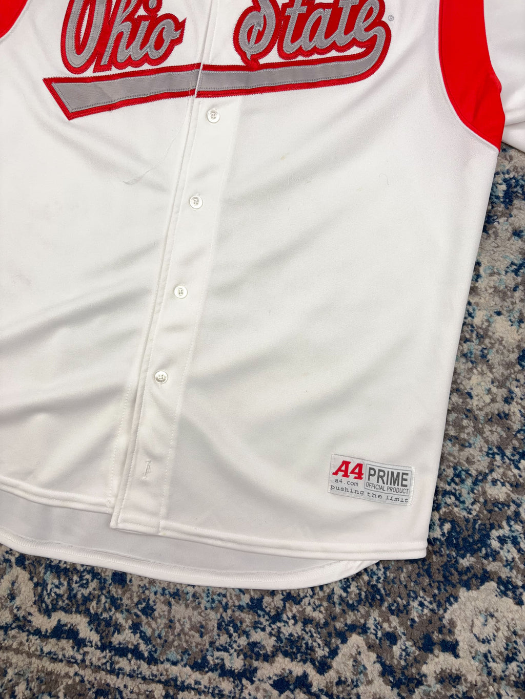 Vintage Ohio State Buckeyes NCAA Stitched Script Spellout Baseball Jersey Size Large