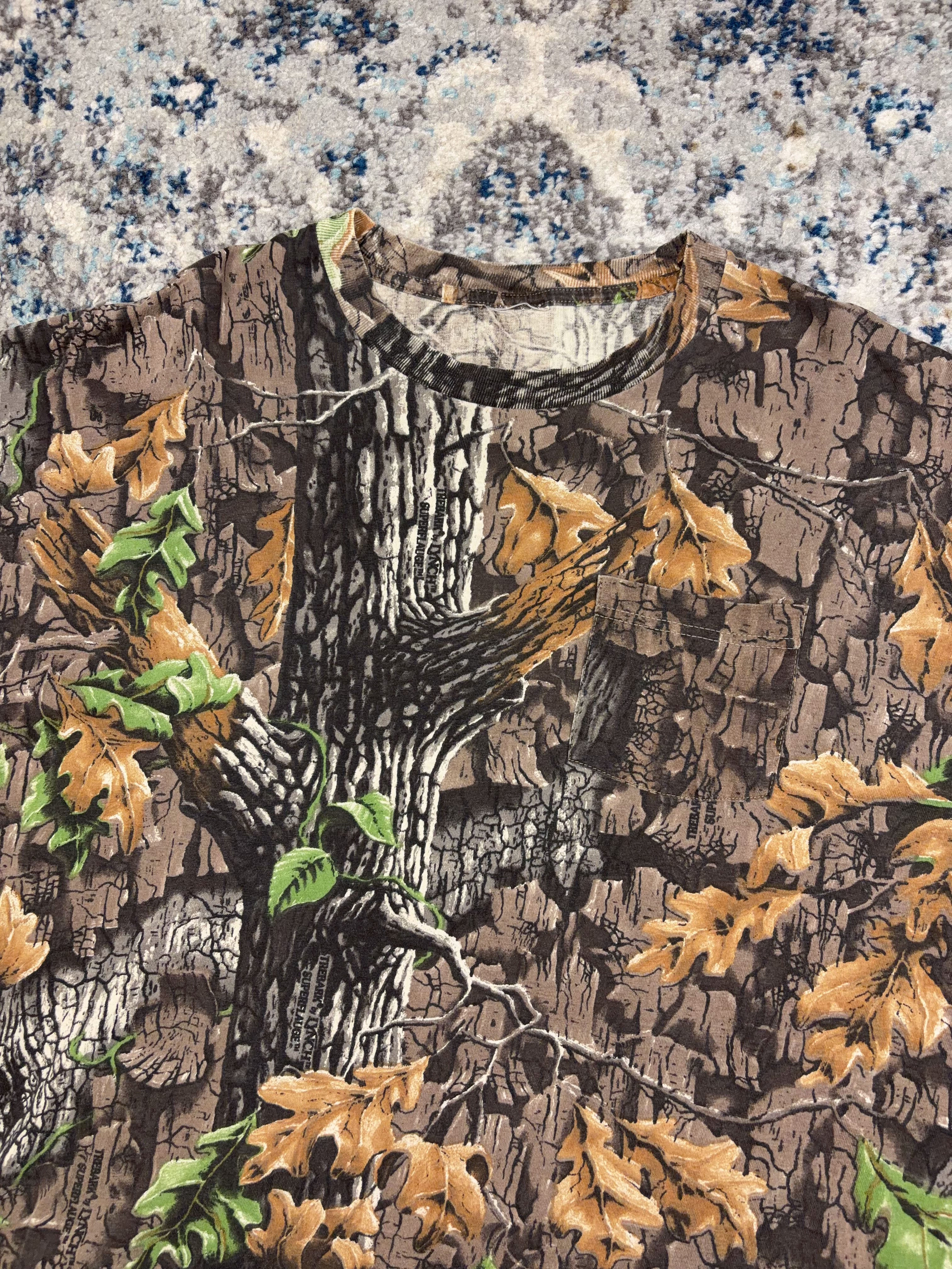 Vintage Trebark Superflauge Camo Single Pocket Hunting T-Shirt Size 2XL