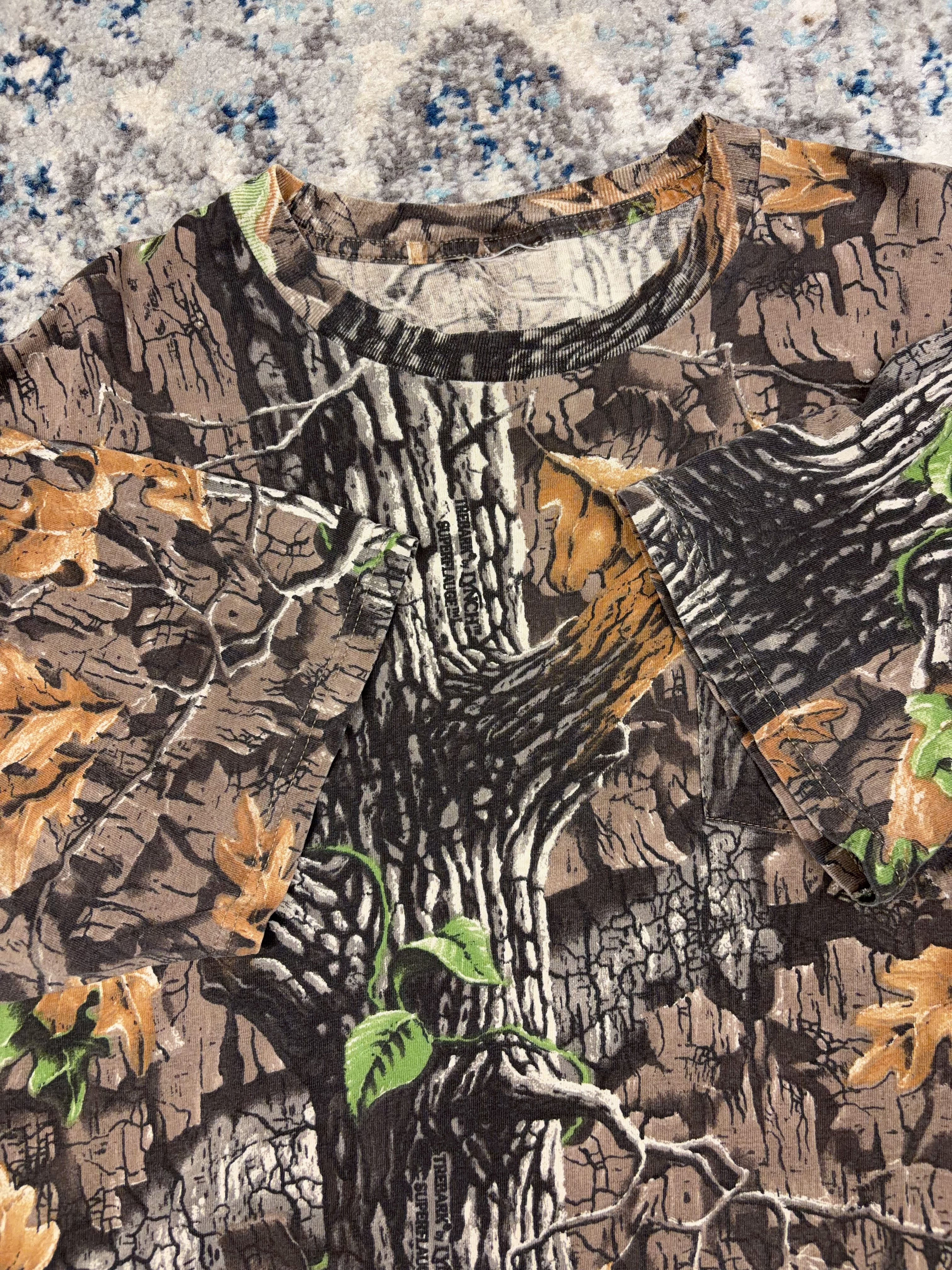 Vintage Trebark Superflauge Camo Single Pocket Hunting T-Shirt Size 2XL