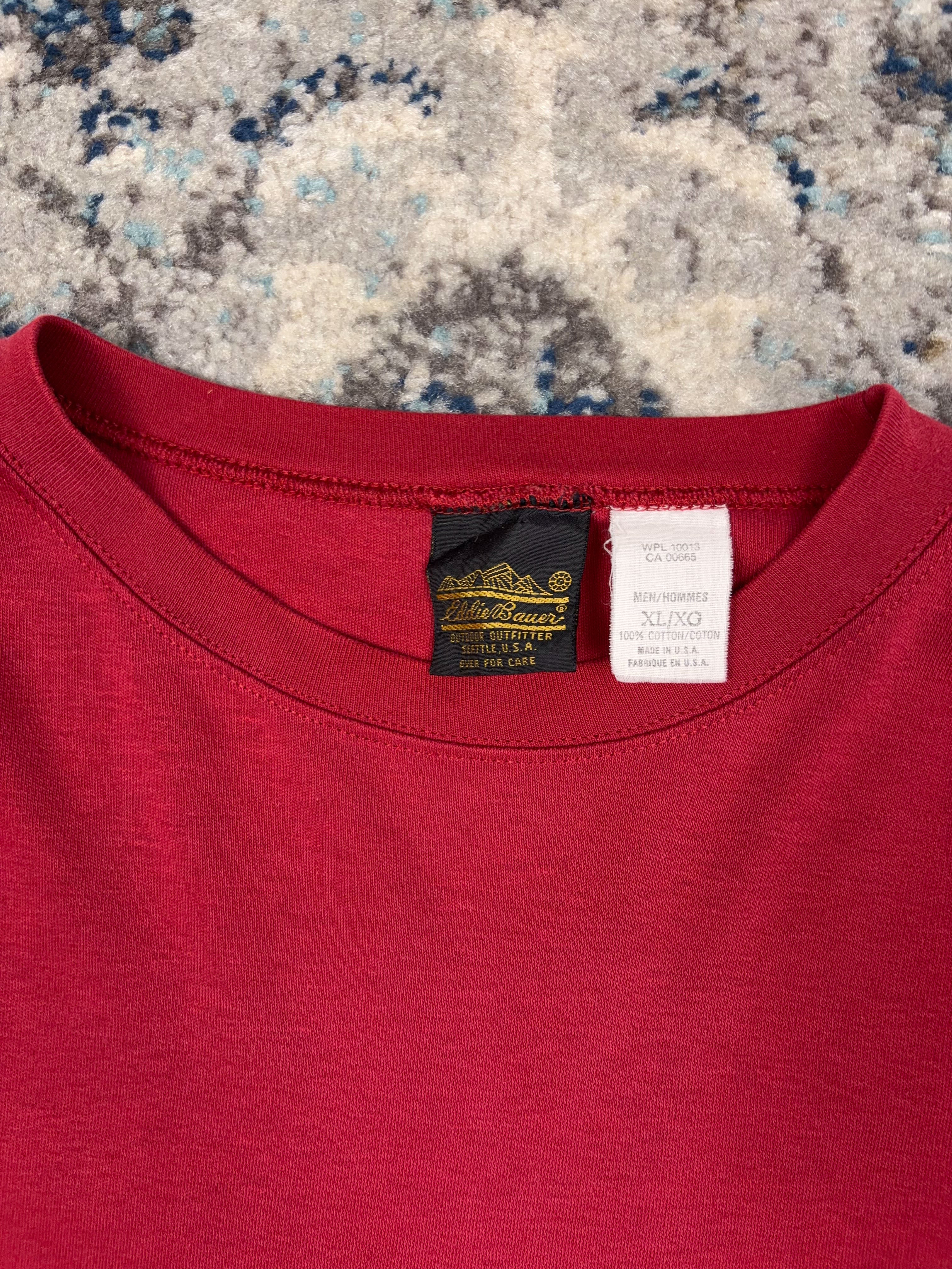 Vintage 90s Eddie Bauer Blank Single Pocket Long Sleeve T-Shirt Size XL