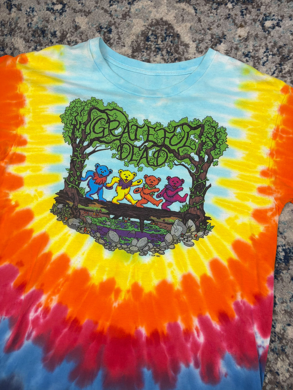 Vintage 1997 Grateful Dead Bears Music Graphic Tie Dye T-Shirt Size Large