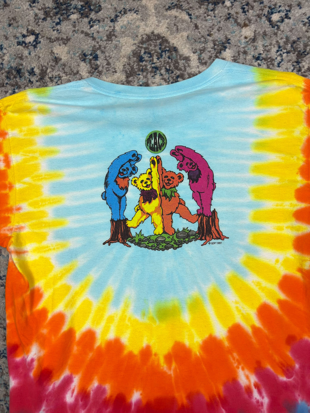 Vintage 1997 Grateful Dead Bears Music Graphic Tie Dye T-Shirt Size Large