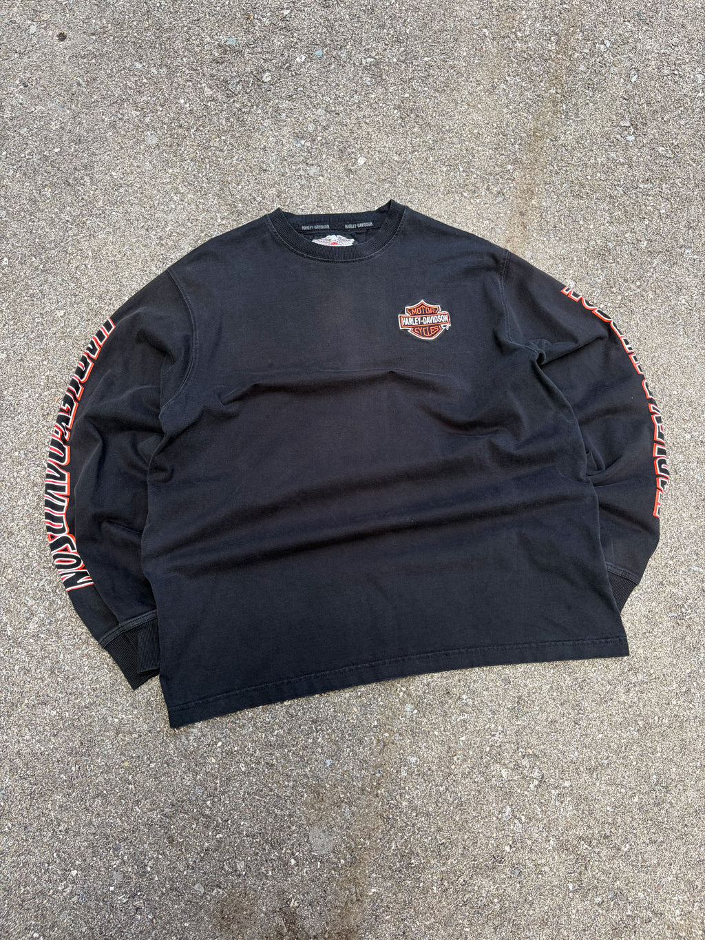 Vintage Harley Davidson Embroidered Classic Logo Sleeve Spellout Long Sleeve T-Shirt Size XL