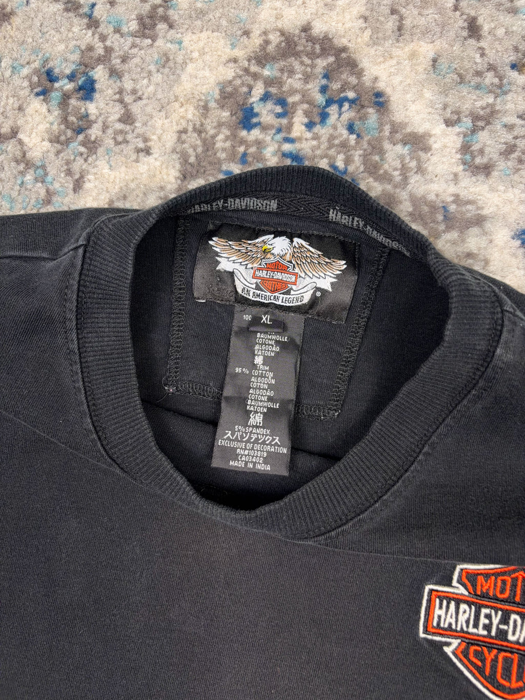 Vintage Harley Davidson Embroidered Classic Logo Sleeve Spellout Long Sleeve T-Shirt Size XL
