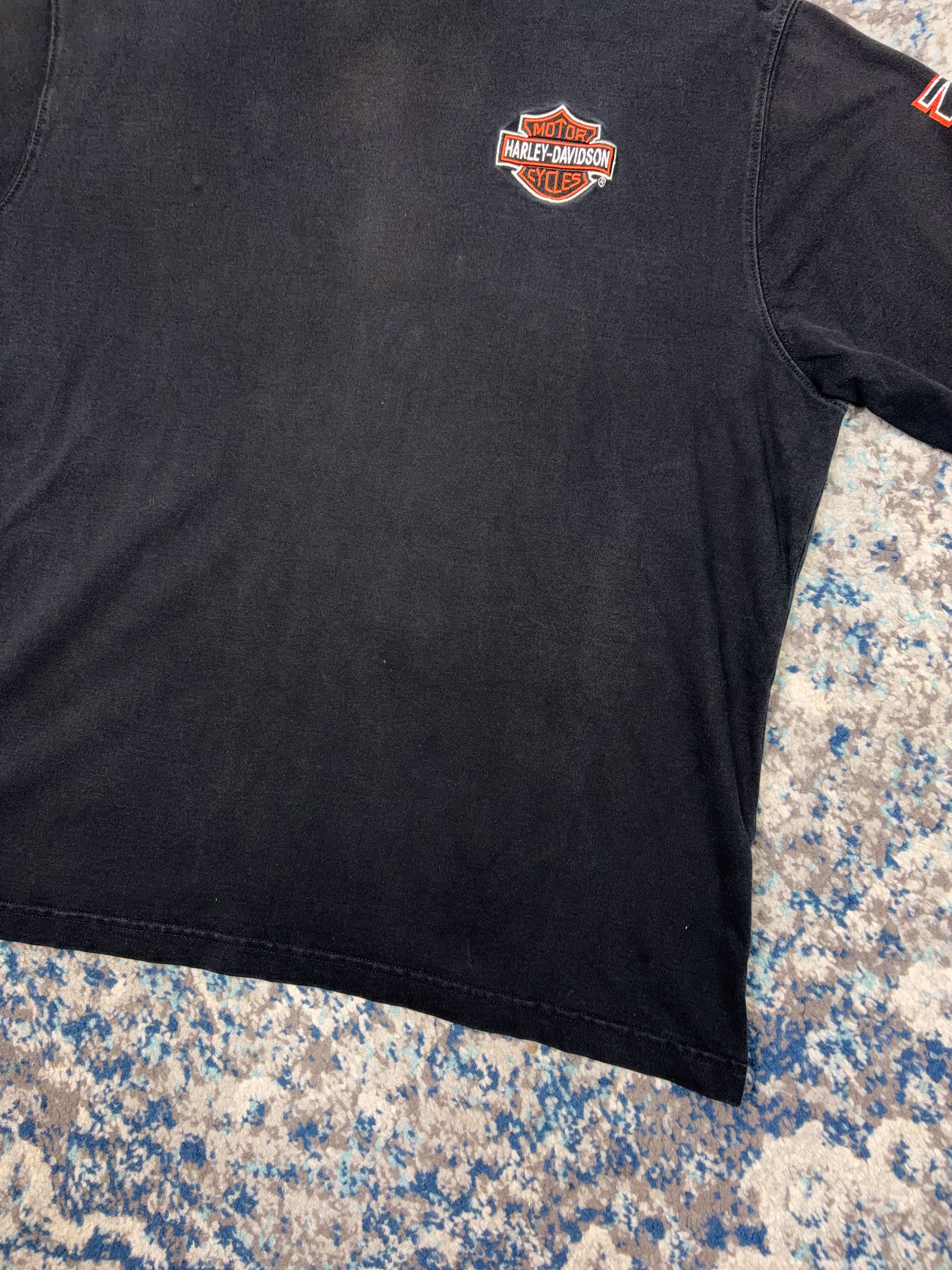 Vintage Harley Davidson Embroidered Classic Logo Sleeve Spellout Long Sleeve T-Shirt Size XL