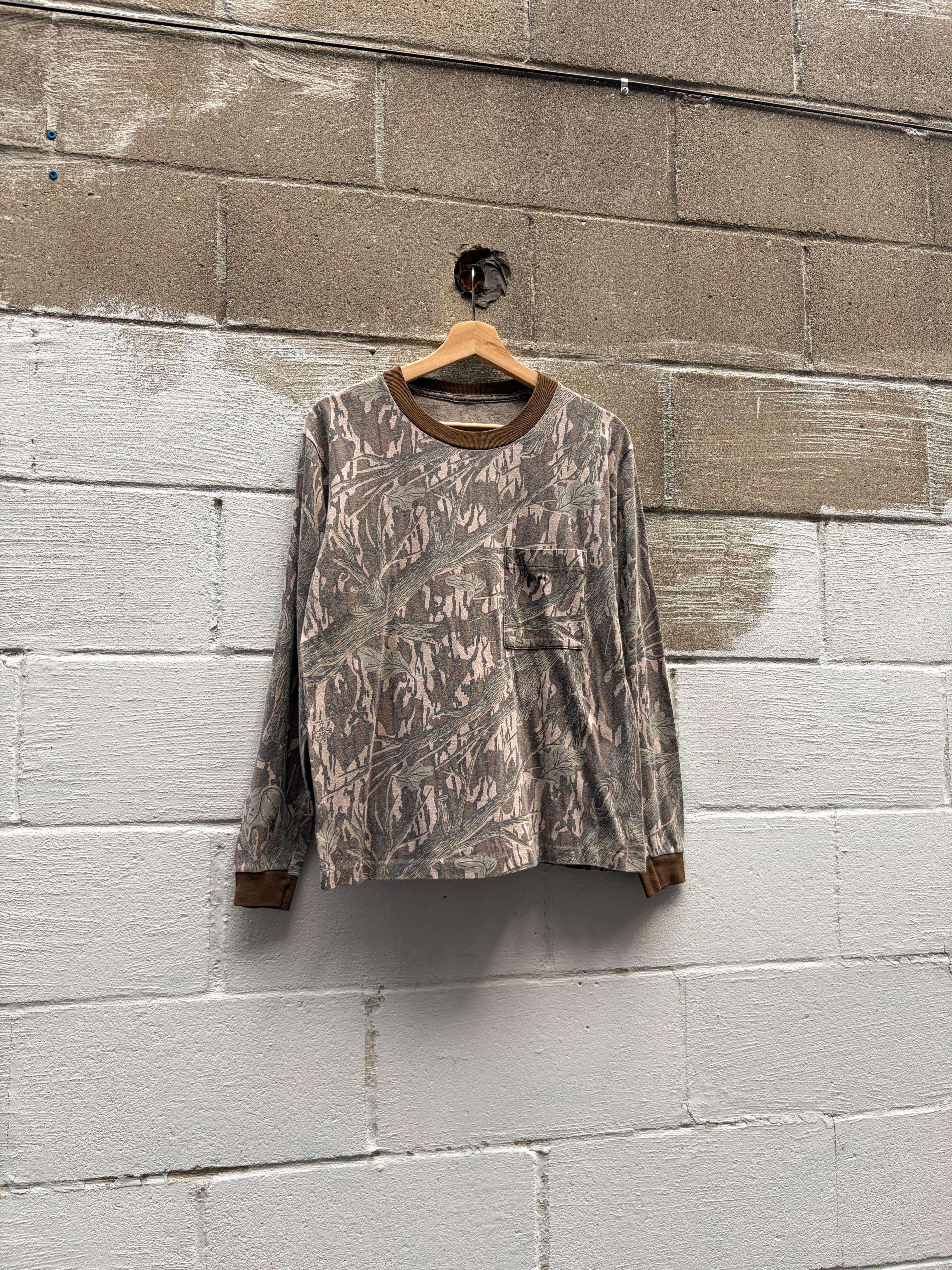Vintage 90s Mossy Oak Original Camo Long Sleeve Hunting T-Shirt Size Medium