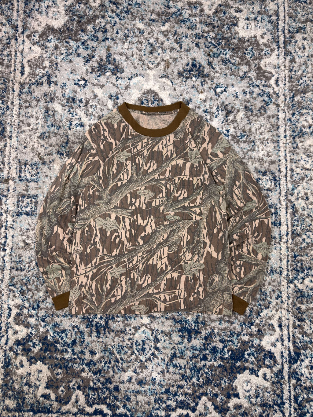 Vintage 90s Mossy Oak Original Camo Long Sleeve Hunting T-Shirt Size Medium