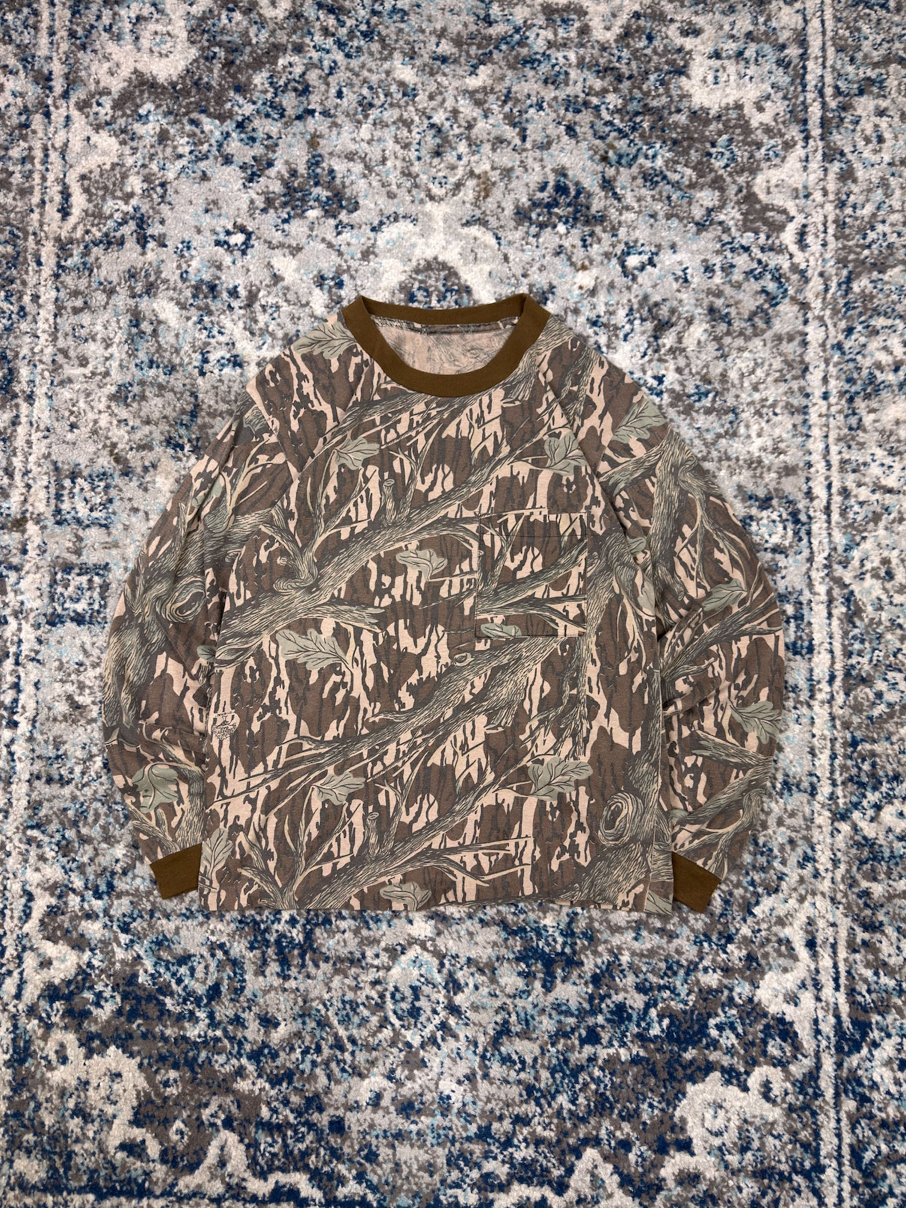 Vintage 90s Mossy Oak Original Camo Long Sleeve Hunting T-Shirt Size Medium