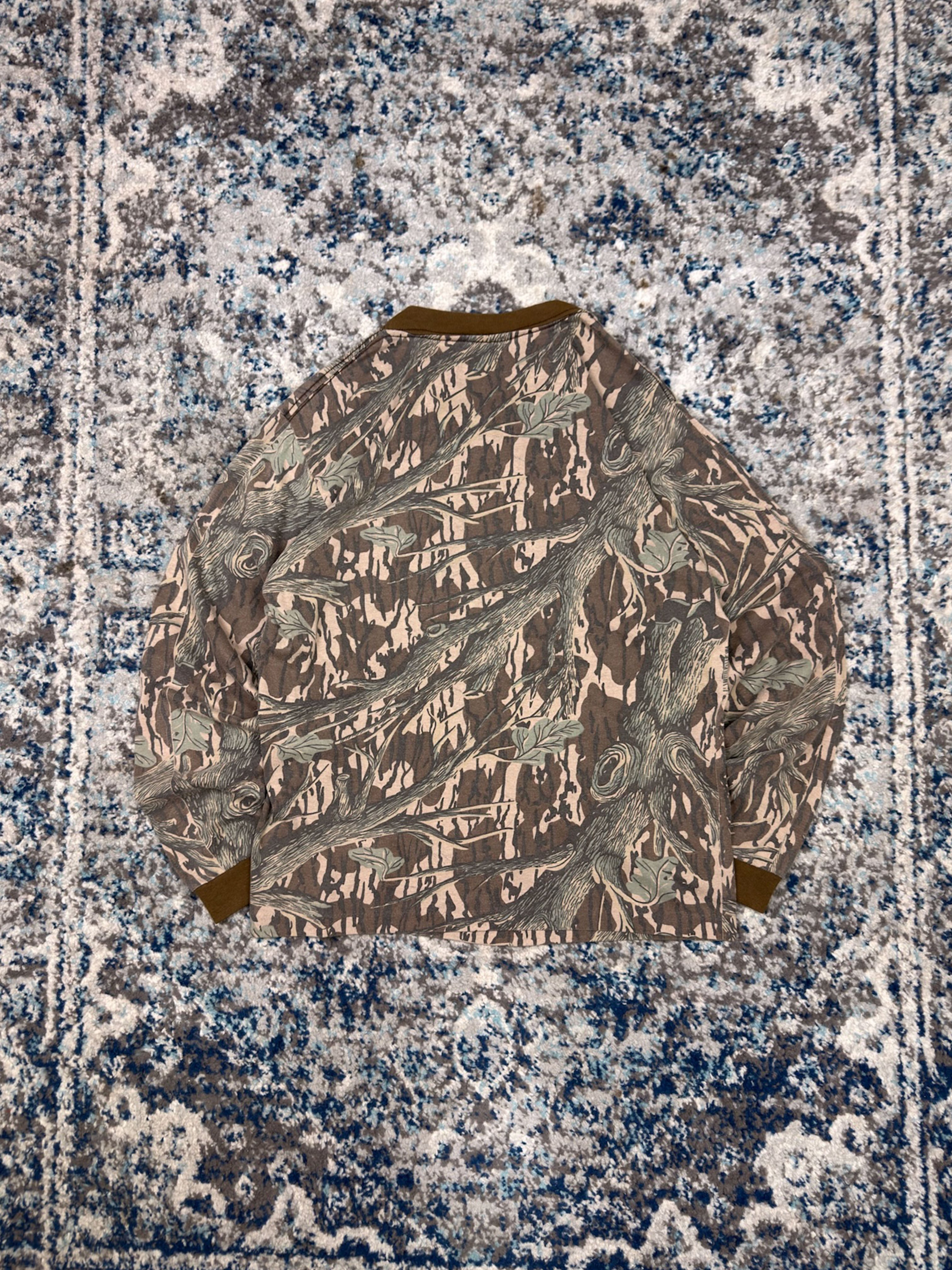 Vintage 90s Mossy Oak Original Camo Long Sleeve Hunting T-Shirt Size Medium