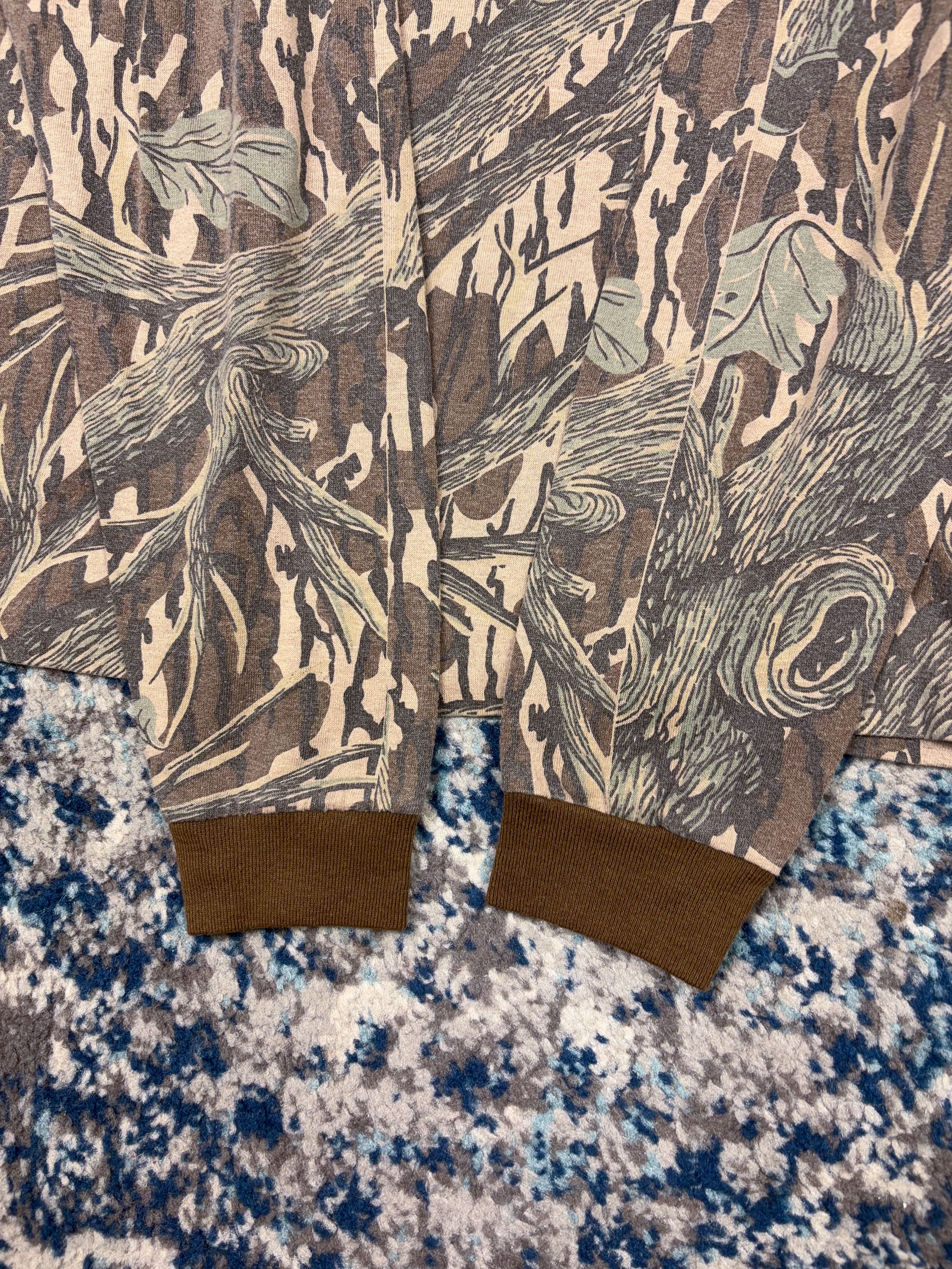 Vintage 90s Mossy Oak Original Camo Long Sleeve Hunting T-Shirt Size Medium