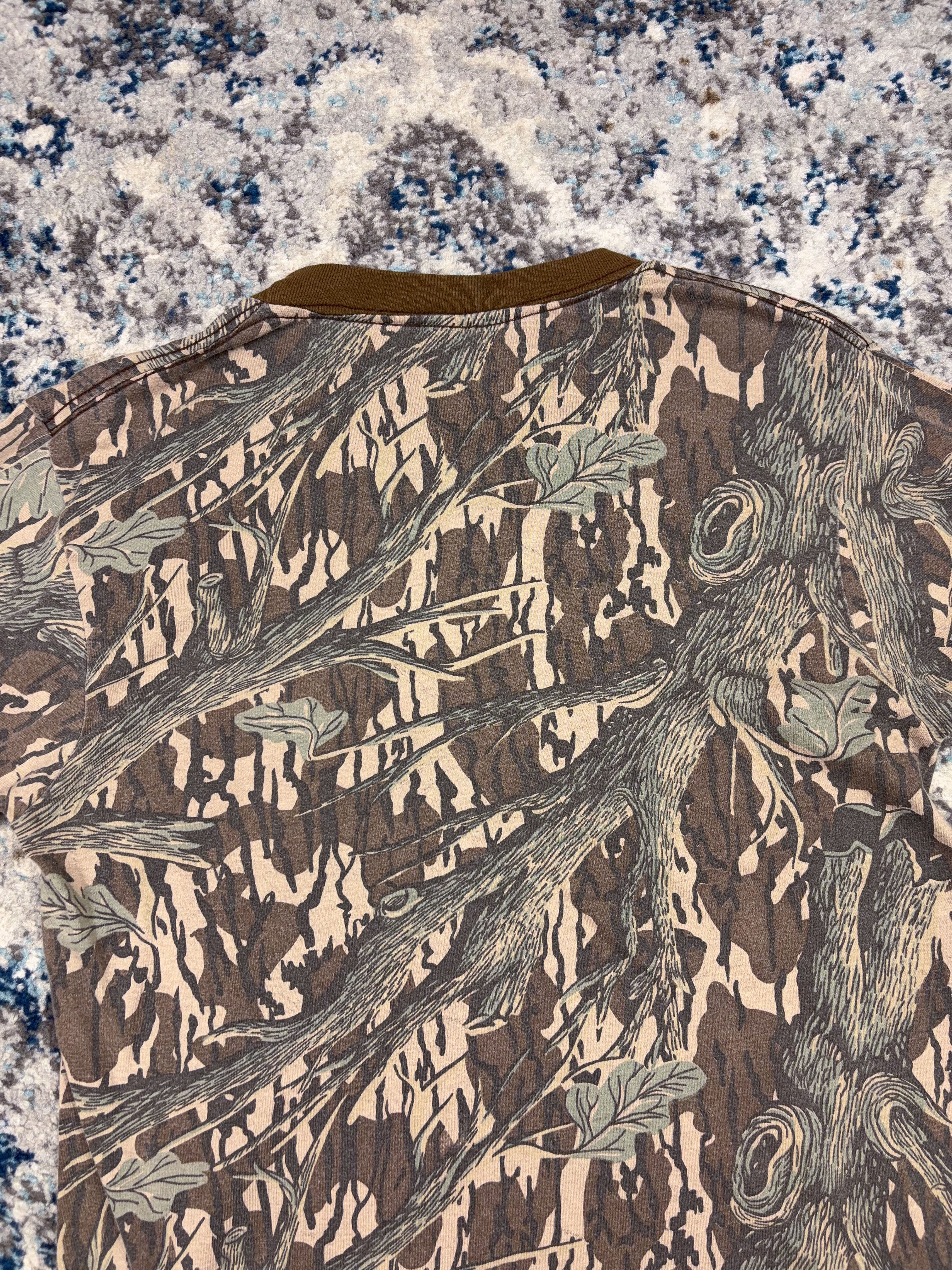 Vintage 90s Mossy Oak Original Camo Long Sleeve Hunting T-Shirt Size Medium