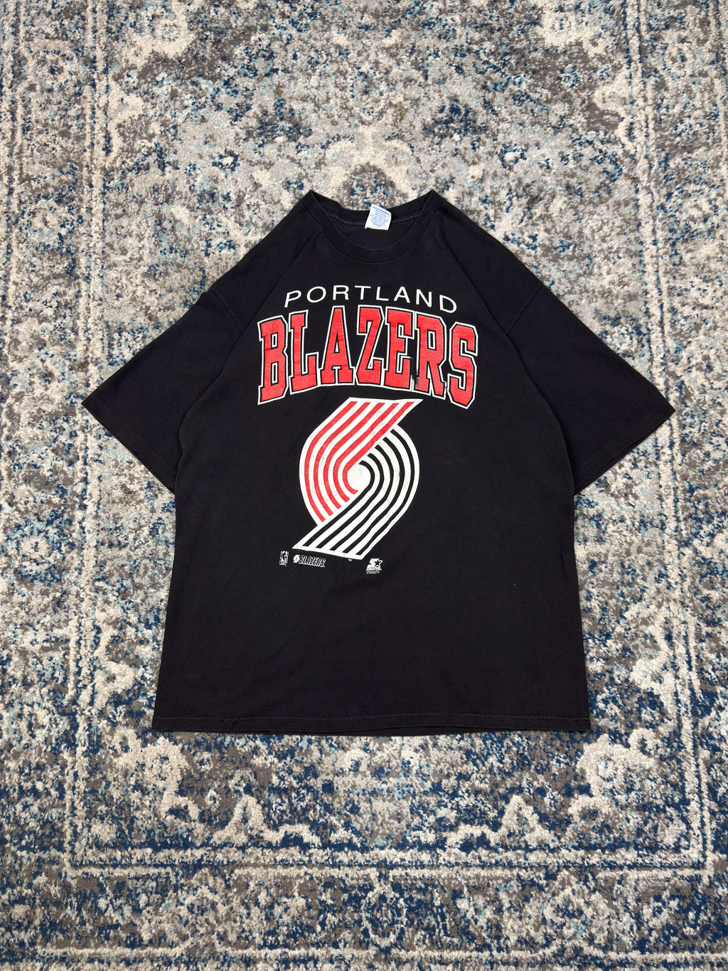 Vintage 90s Portland Trailblazers NBA Big Graphic Spellout T-Shirt Size Large
