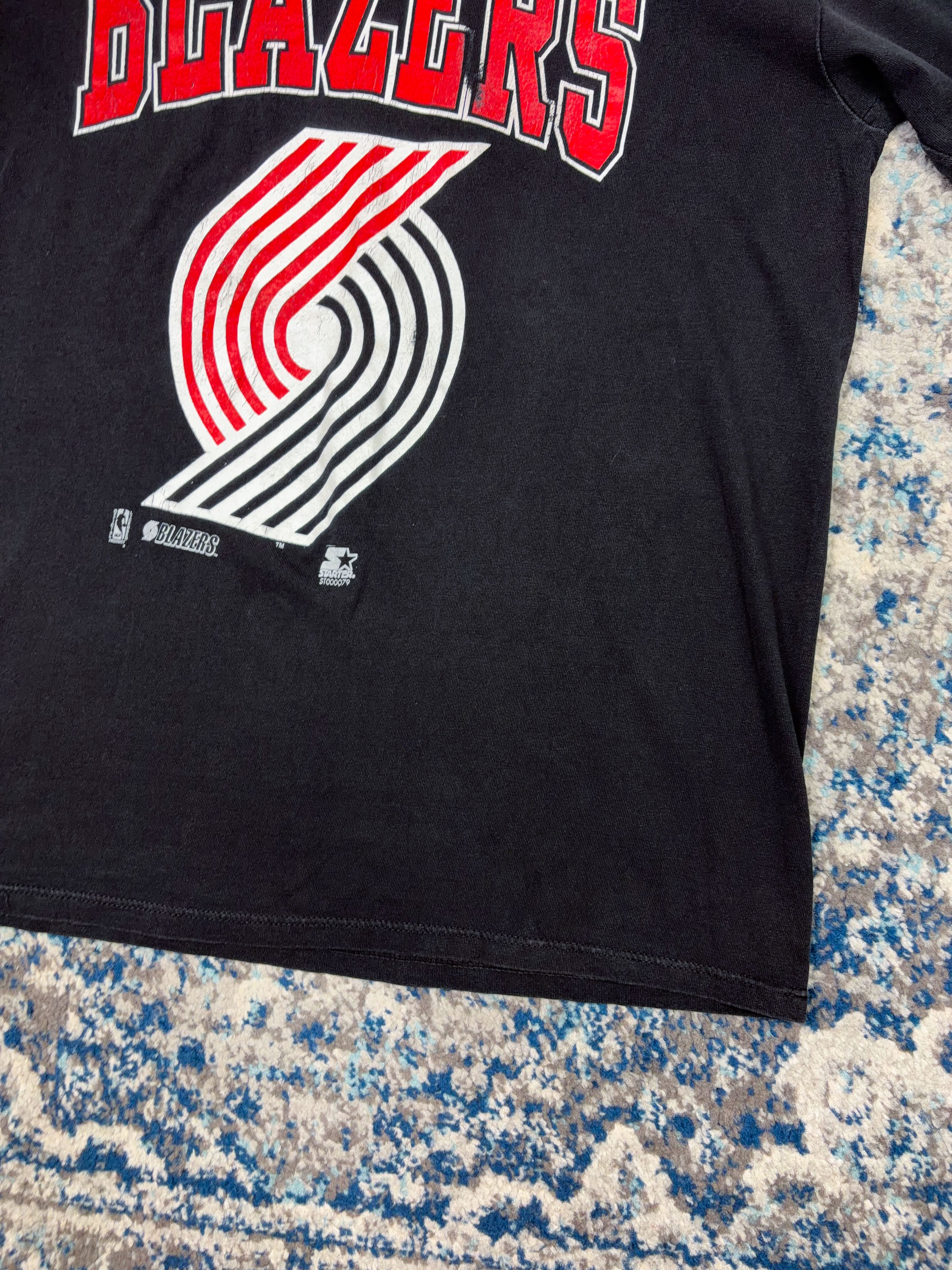 Vintage 90s Portland Trailblazers NBA Big Graphic Spellout T-Shirt Size Large