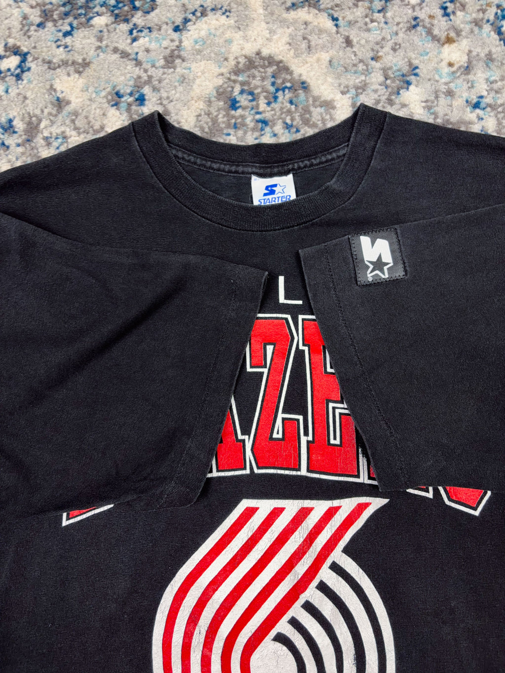 Vintage 90s Portland Trailblazers NBA Big Graphic Spellout T-Shirt Size Large