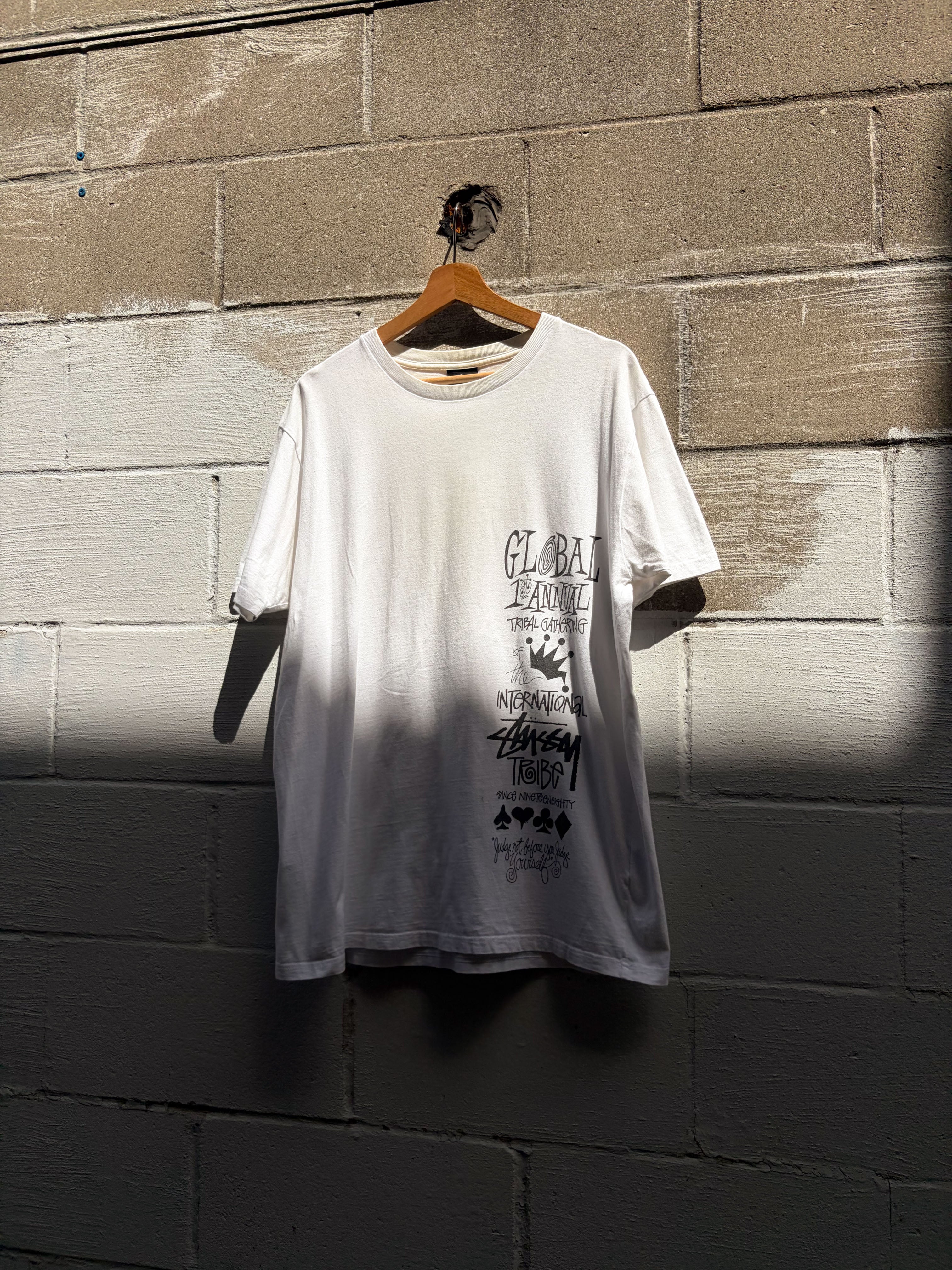 Stussy 1st Annual Tribal Gathering Graphic Spellout T-Shirt Size Large