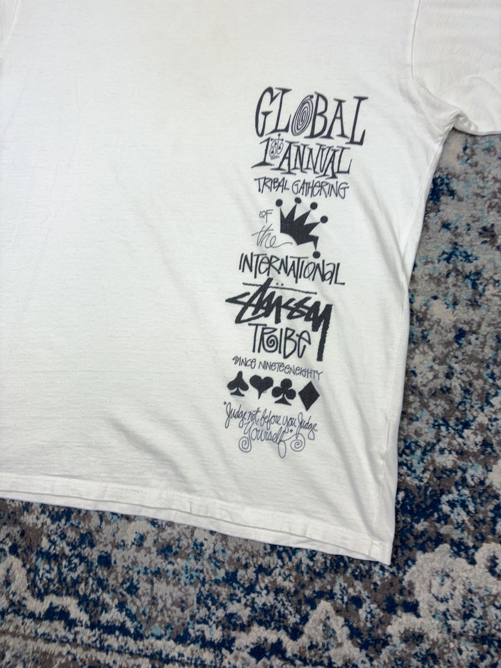 Stussy 1st Annual Tribal Gathering Graphic Spellout T-Shirt Size Large