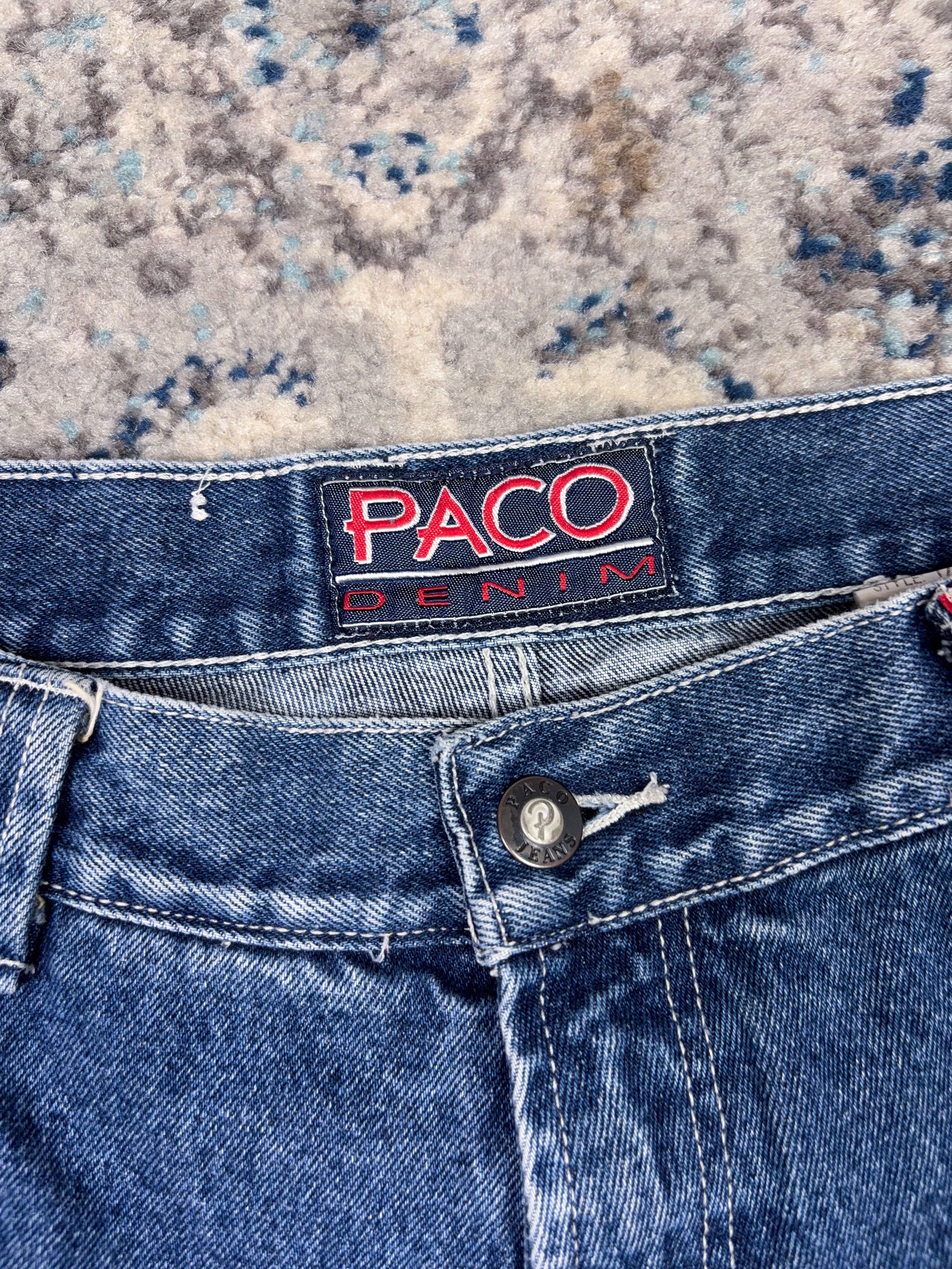 Vintage Y2K Paco Jeans Embroidered Logo  Medium Wash Denim Carpenter Pants Size 30