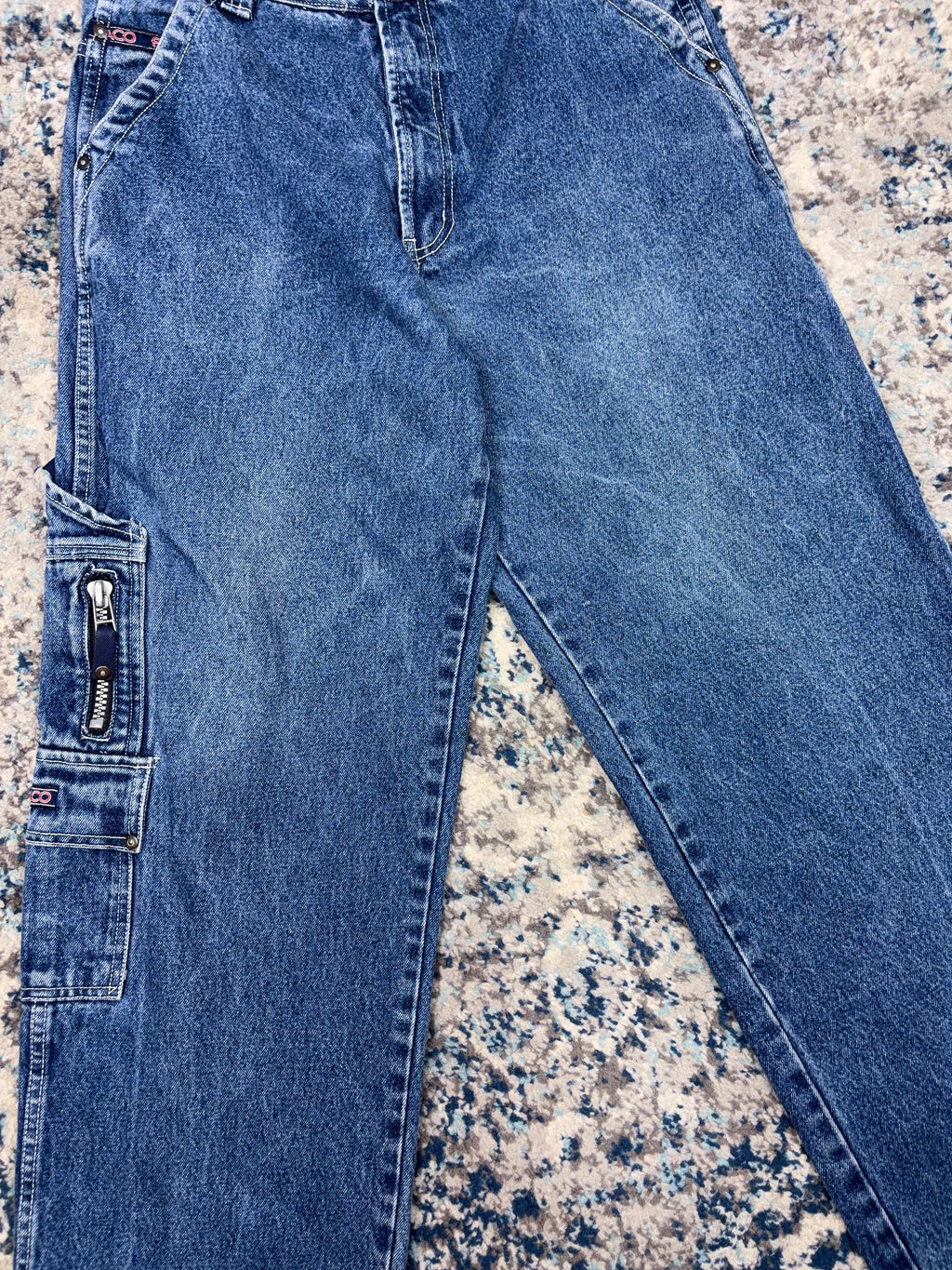 Vintage Y2K Paco Jeans Embroidered Logo  Medium Wash Denim Carpenter Pants Size 30