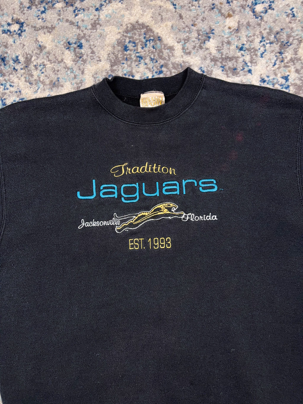 Vintage 1993 Jacksonville Jaguars NFL Embroidered Banned Logo Sweatshirt Size Large