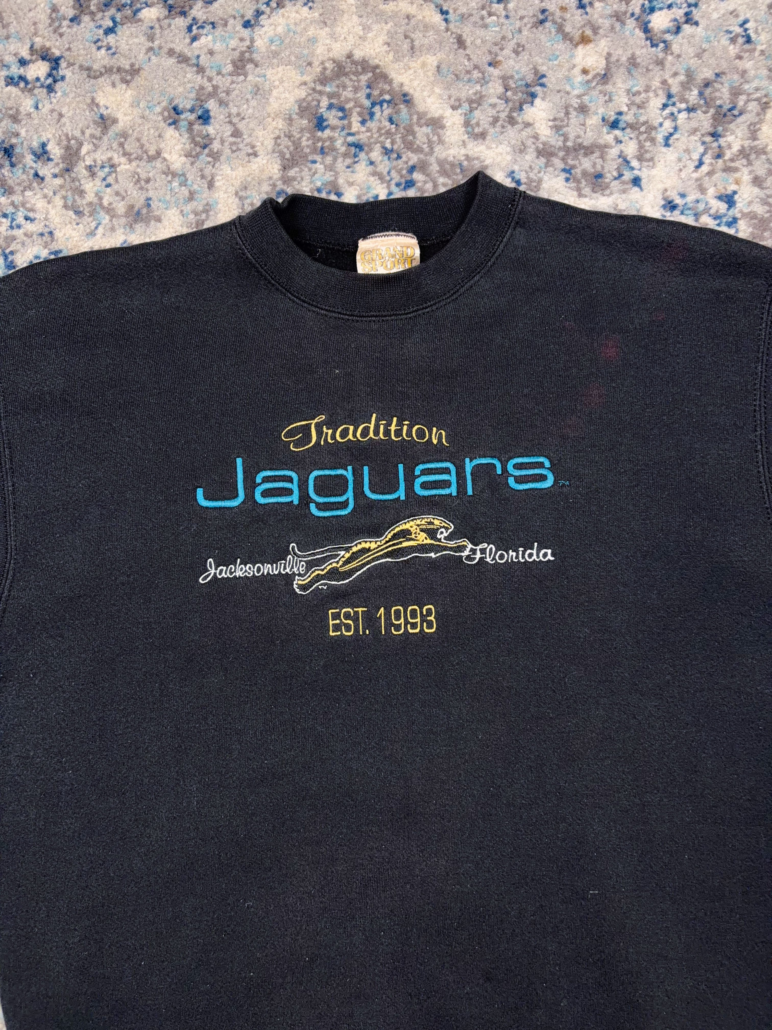 Vintage 1993 Jacksonville Jaguars NFL Embroidered Banned Logo Sweatshirt Size Large