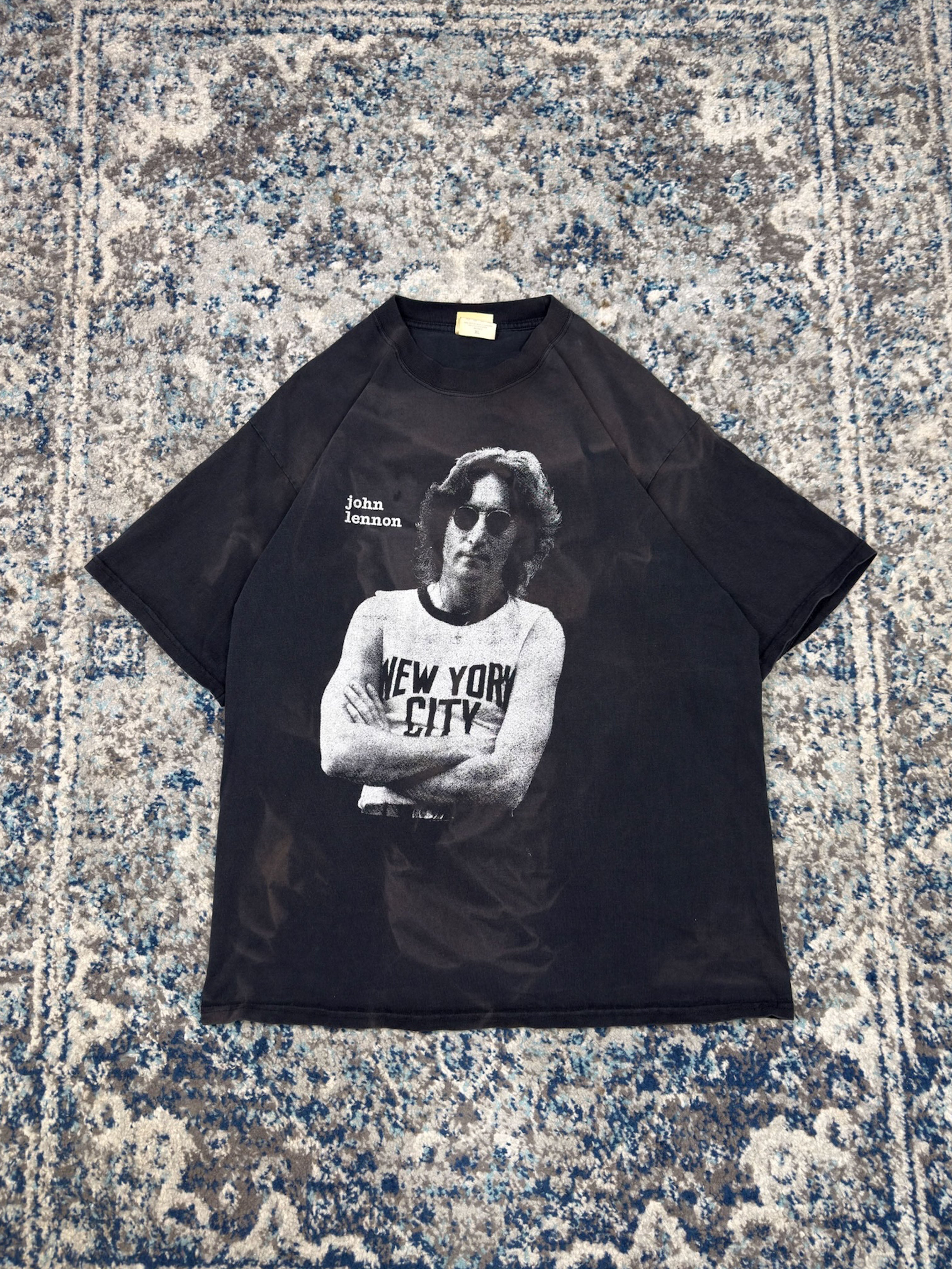 Vintage 90s John Lennon Portrait Graphic Rock Music T-Shirt Size XL
