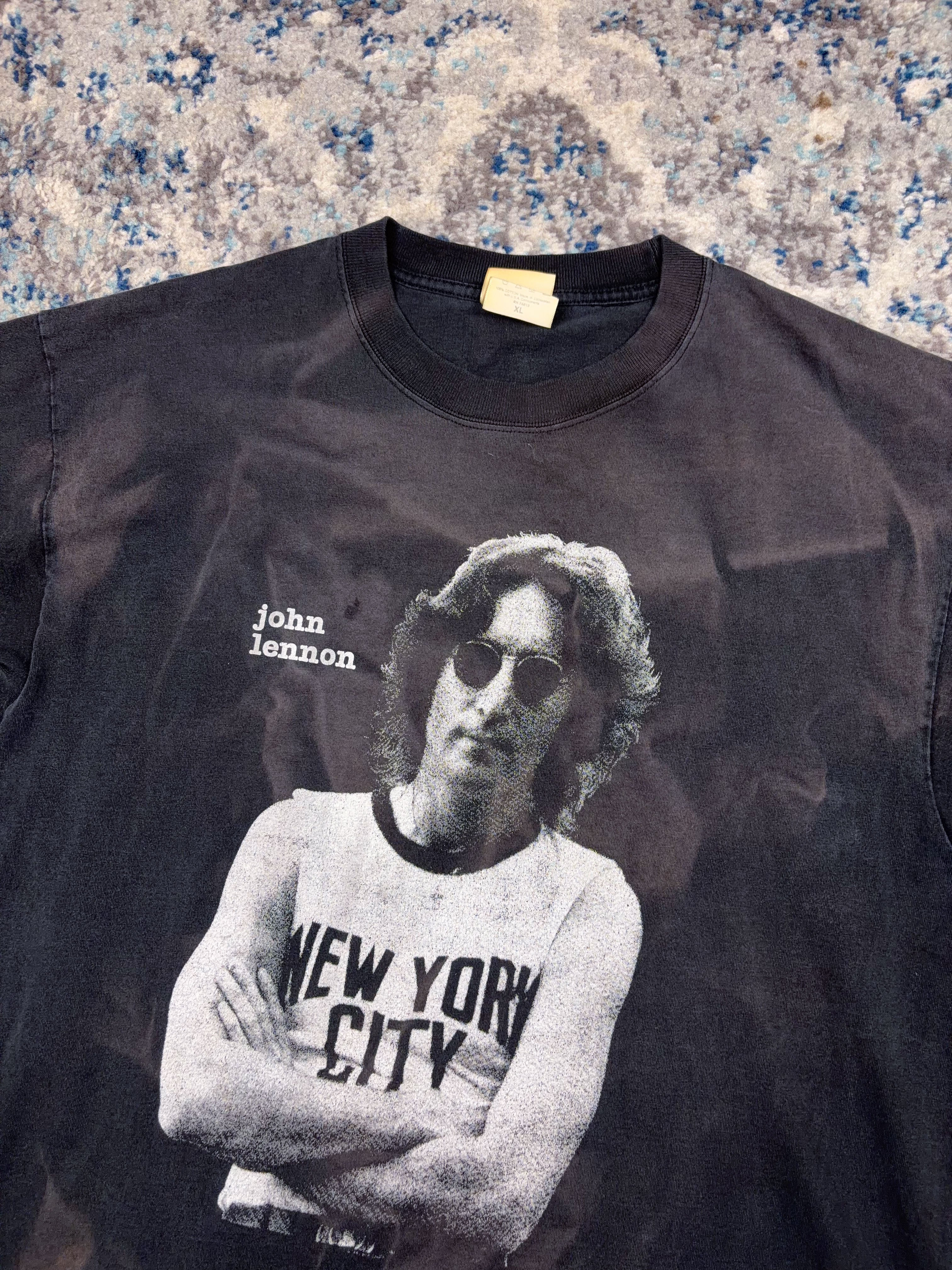 Vintage 90s John Lennon Portrait Graphic Rock Music T-Shirt Size XL