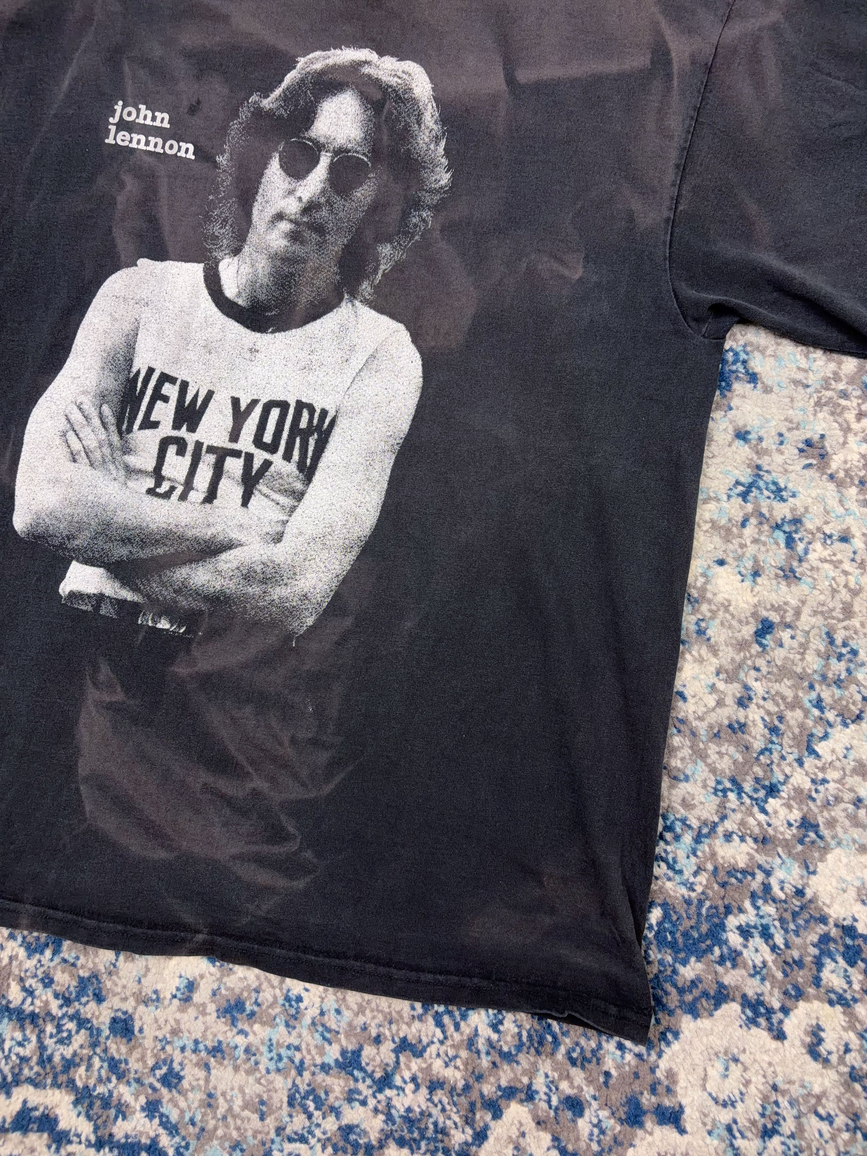 Vintage 90s John Lennon Portrait Graphic Rock Music T-Shirt Size XL