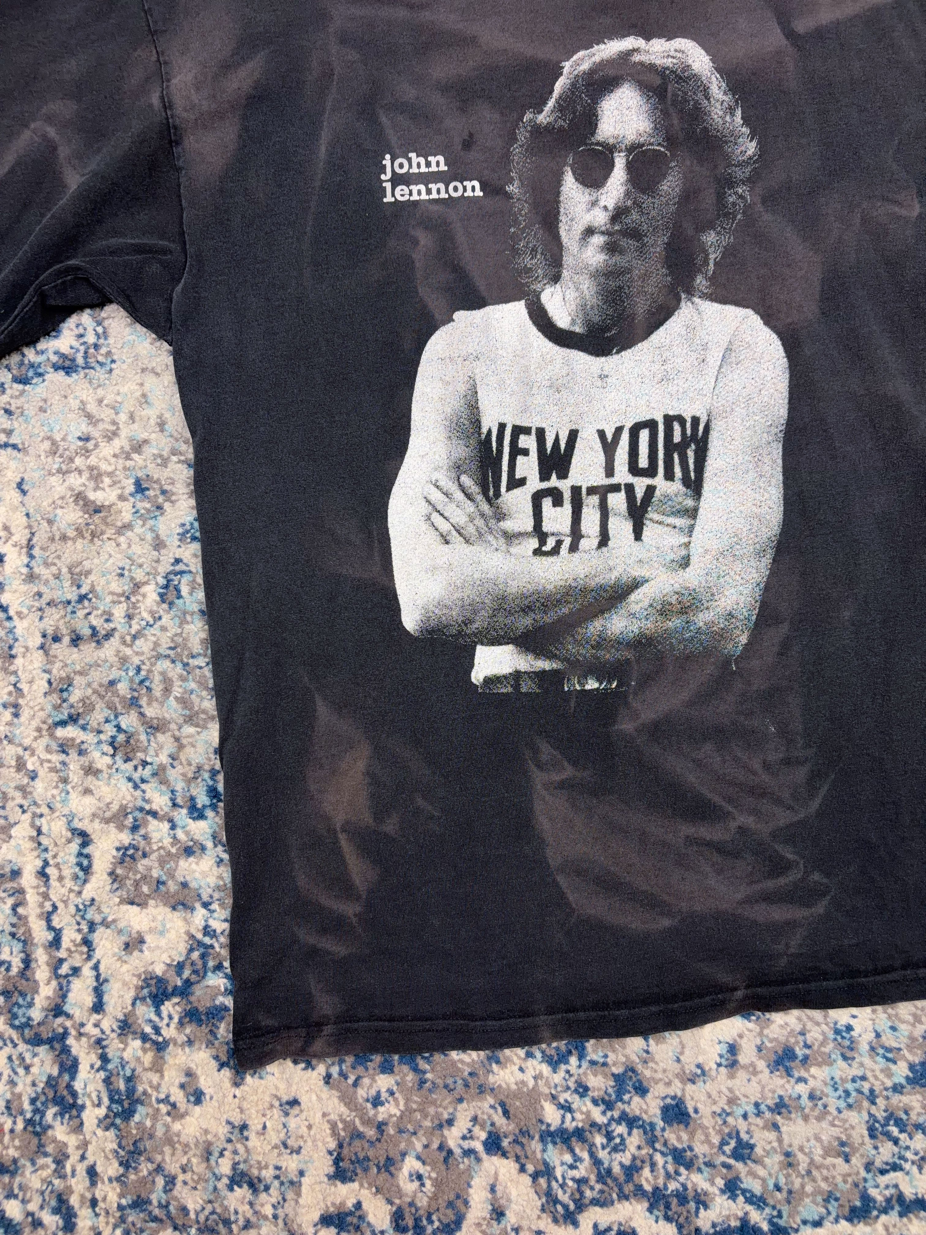 Vintage 90s John Lennon Portrait Graphic Rock Music T-Shirt Size XL