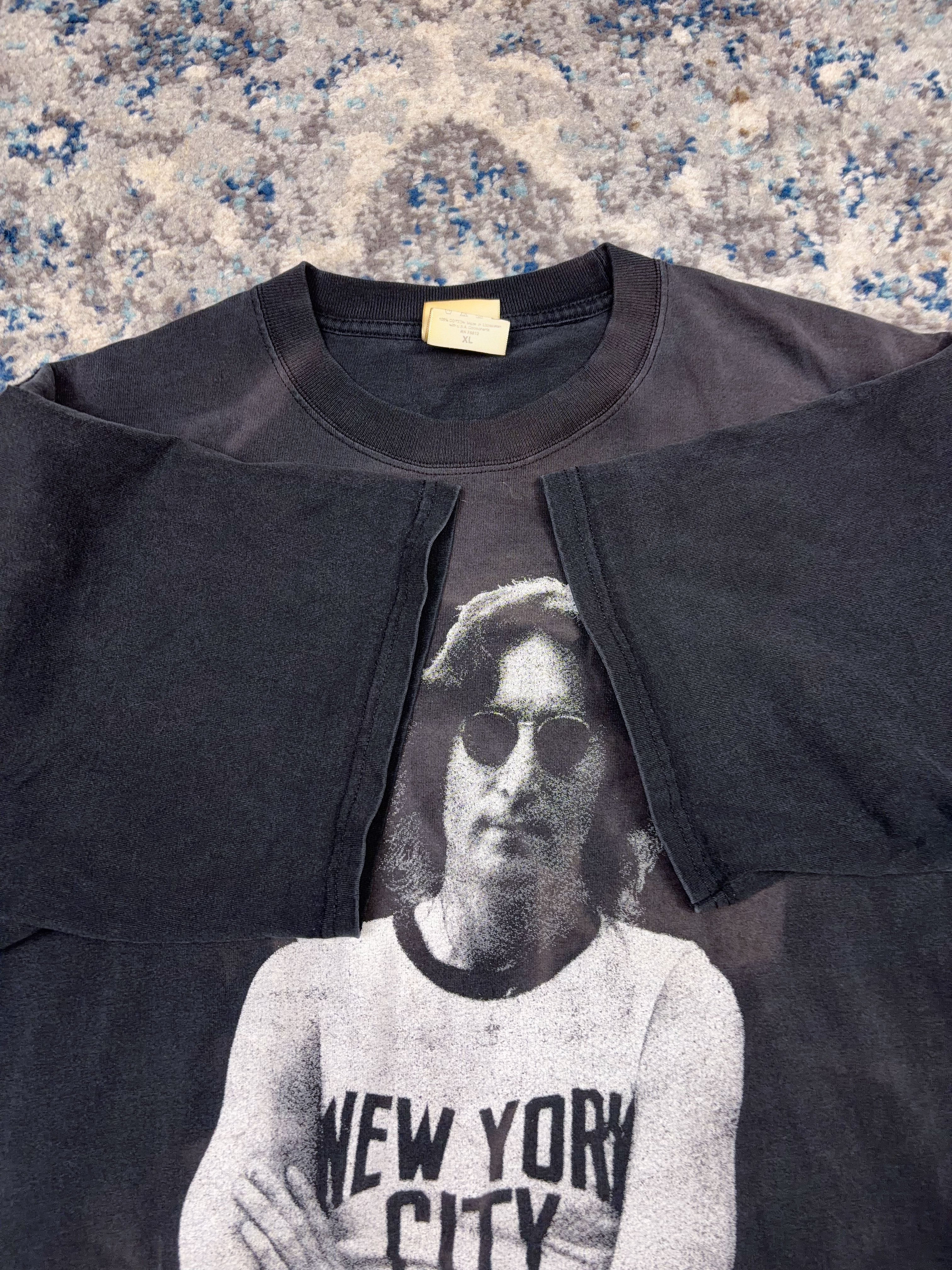 Vintage 90s John Lennon Portrait Graphic Rock Music T-Shirt Size XL