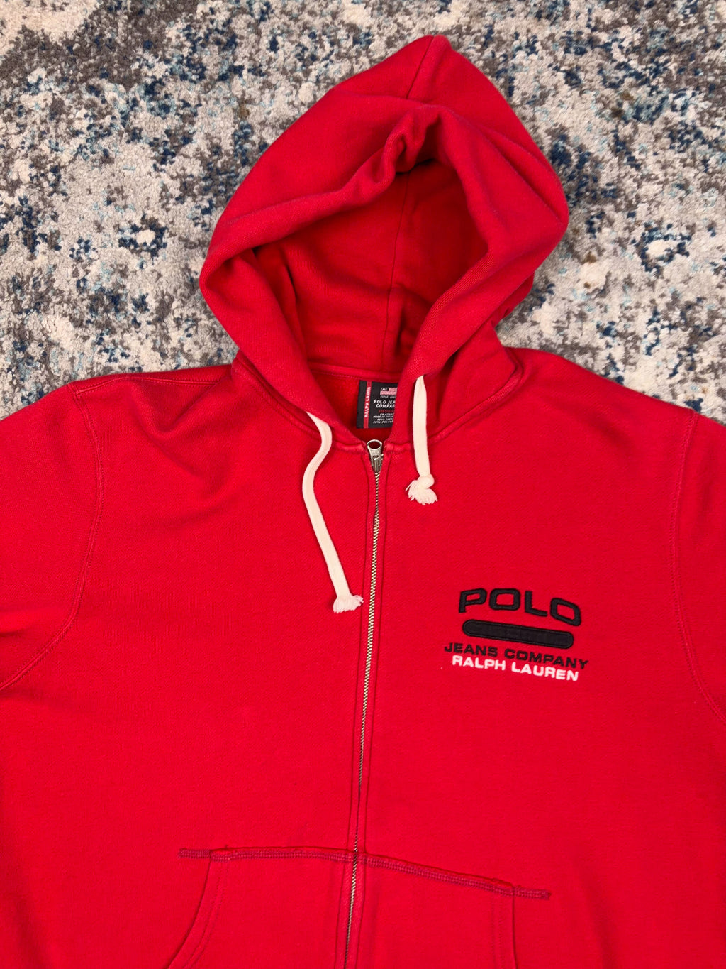Vintage Polo Ralph Lauren Jeans Company Embroidered Full Zip Hooded Sweatshirt Size Medium