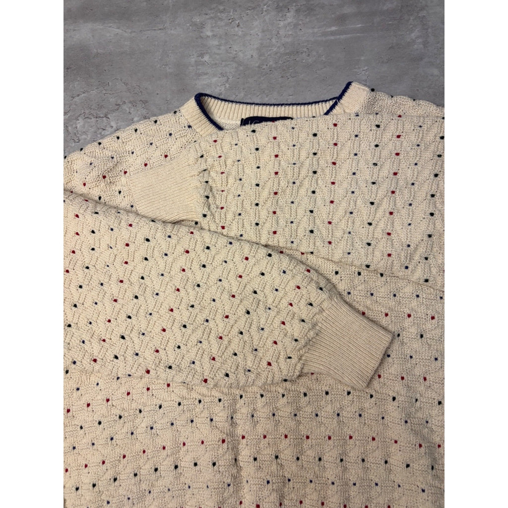 Vintage J.G. Hook Polka Dot Textured Knit Sweater Size Large