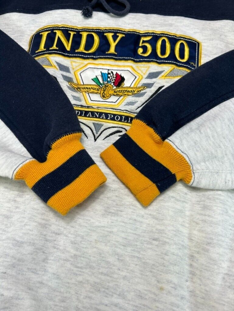 Vintage Indy 500 Nascar Racing Embroidered Logo Hooded Sweatshirt Size XL