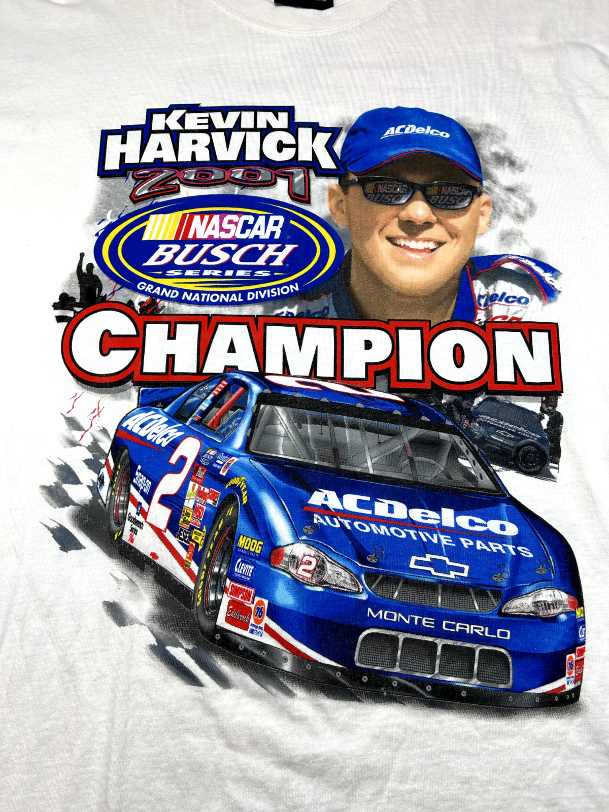 Vintage 2001 Kevin Harvick #2 Nascar Busch Series Champion T-Shirt Size Medium