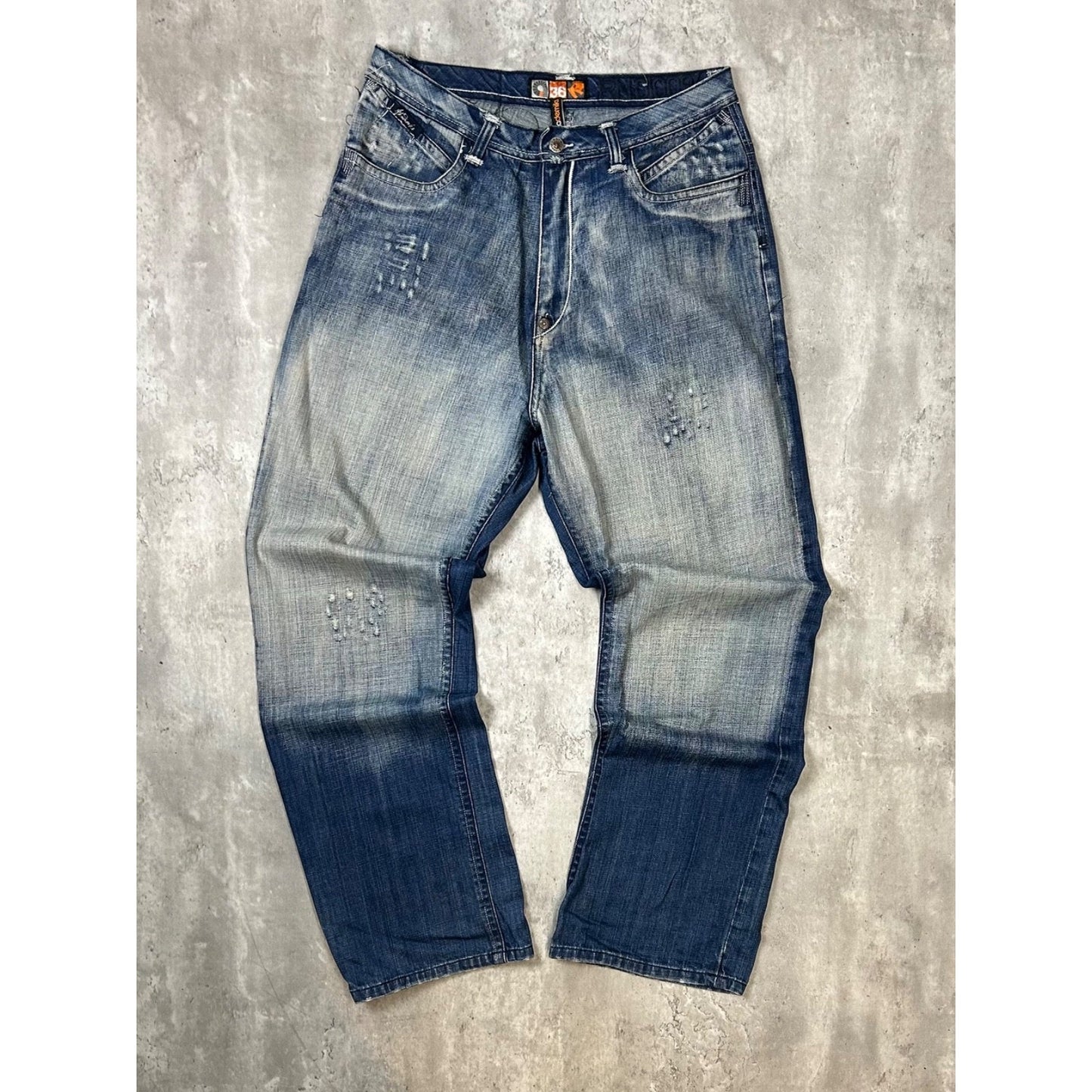 Vintage Y2K Akademiks Baggy Fit Acid Wash Denim Pants Size 34