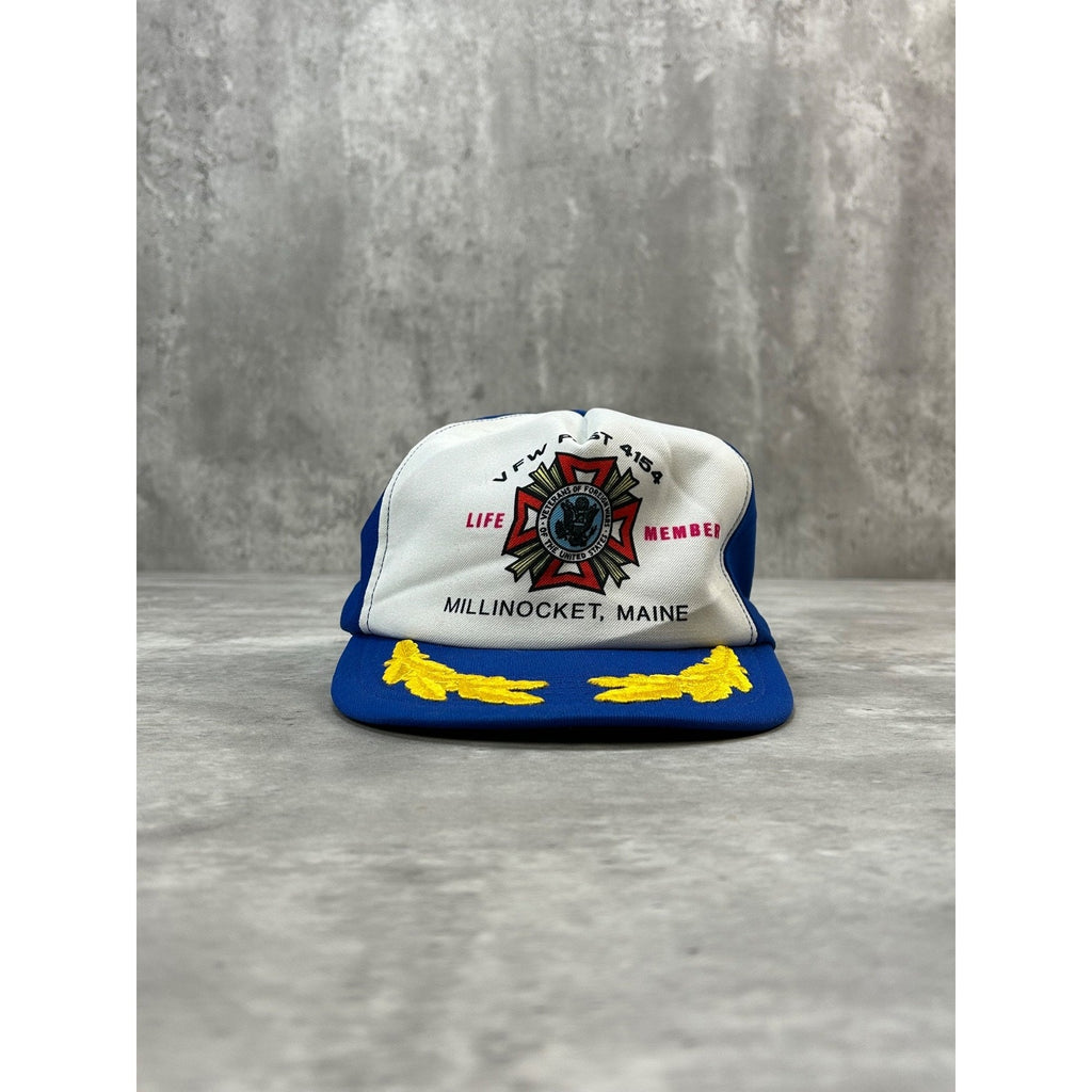 Vintage 80s VFW Life Member Scrambled Eggs Trucker Snapback Hat OSFA
