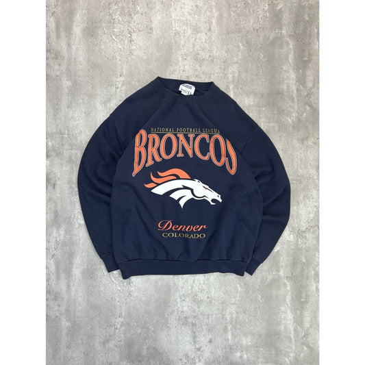 Vintage 90s Denver Broncos NFL Big Graphic Spellout Football Sweatshirt Sz Large