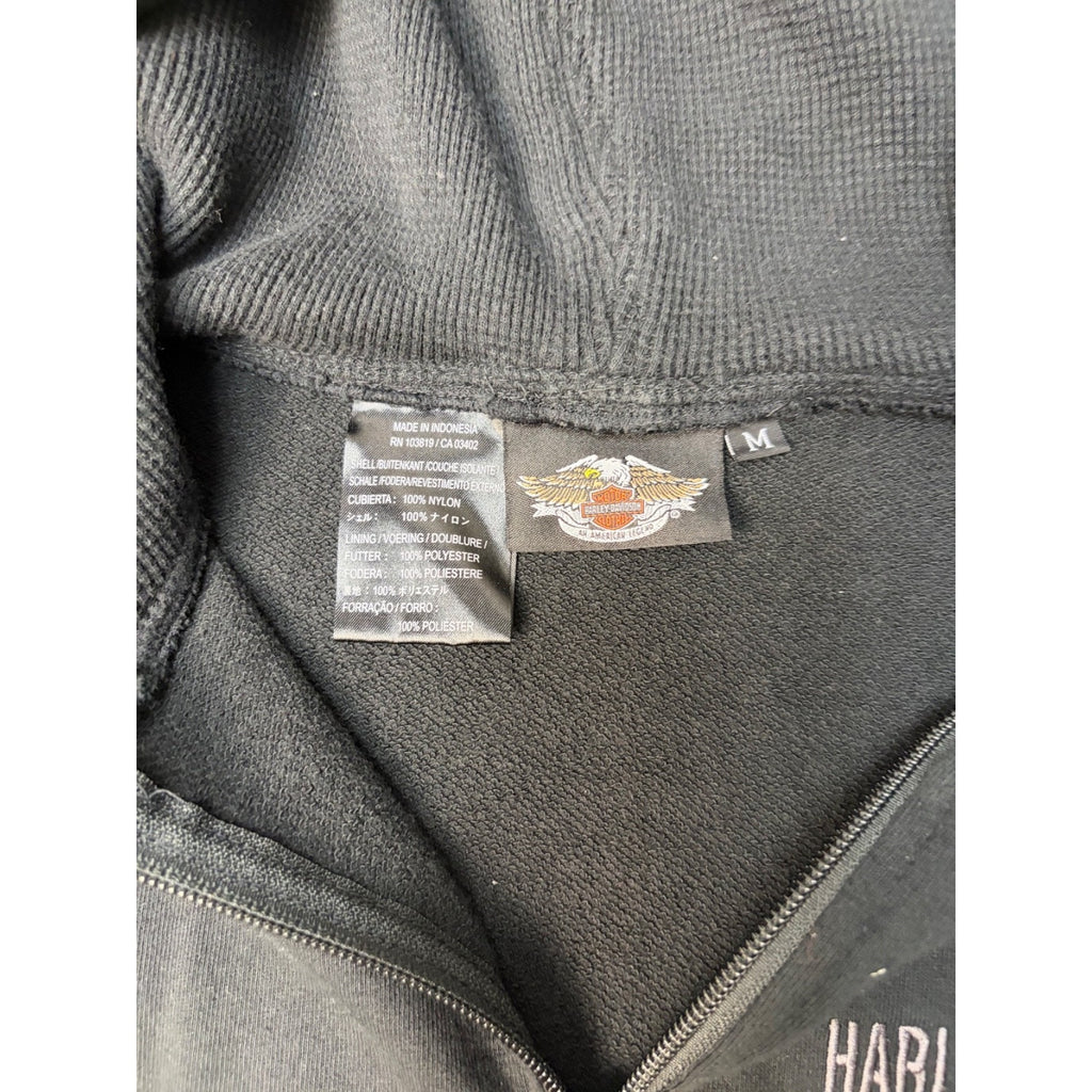 Vintage Harley Davidson Embroidered Spellout Hooded Vest Sweatshirt Size Medium
