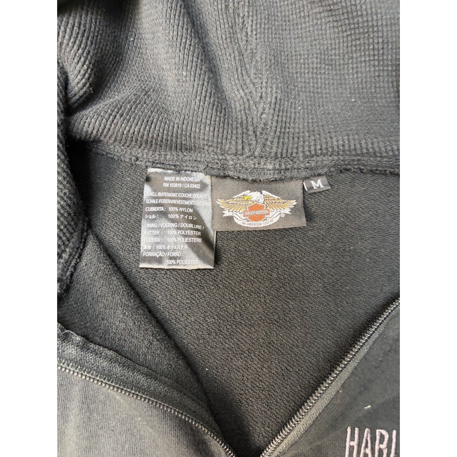 Vintage Harley Davidson Embroidered Spellout Hooded Vest Sweatshirt Size Medium