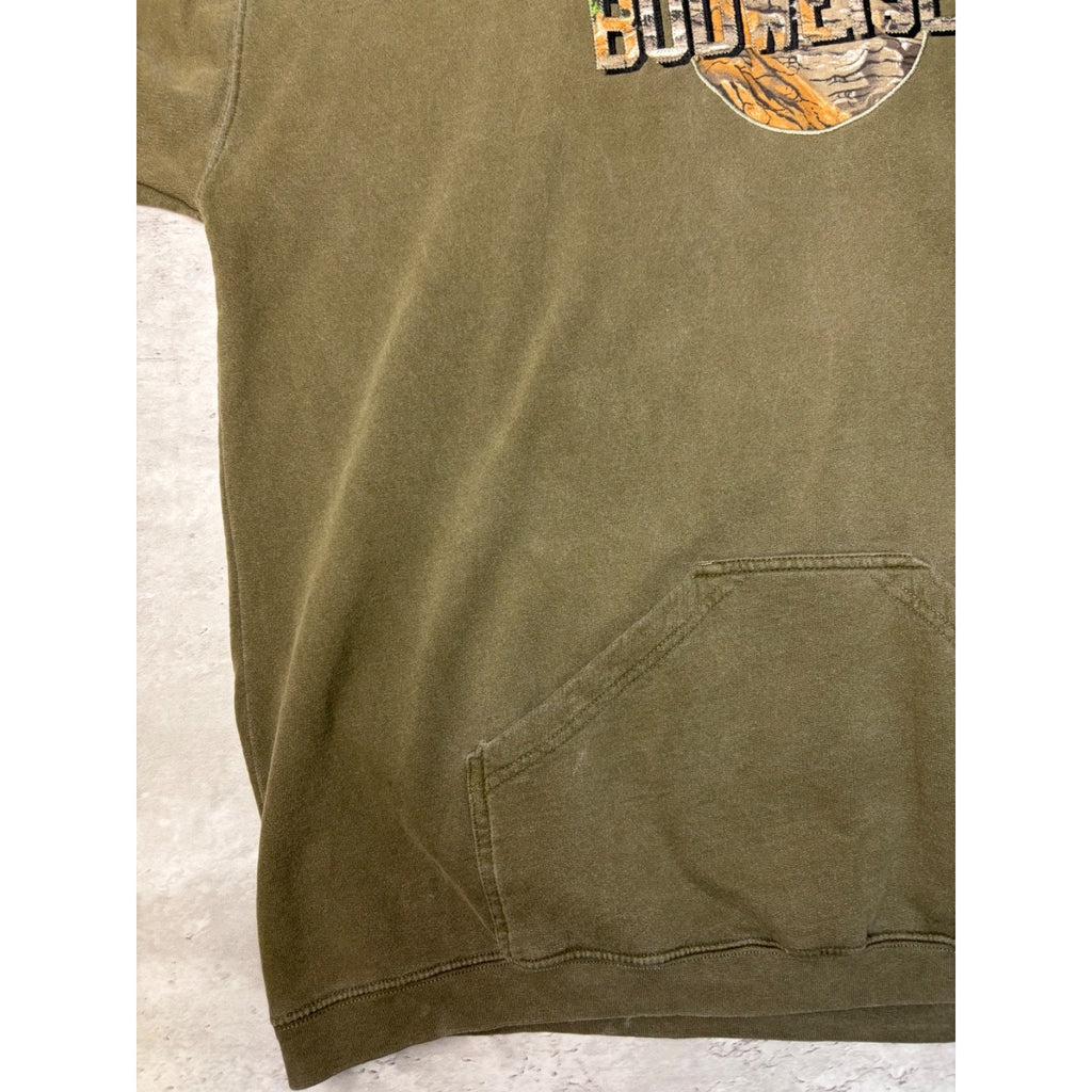 Vintage Budweiser Camo Spellout Graphic Hooded Sweatshirt Size XL