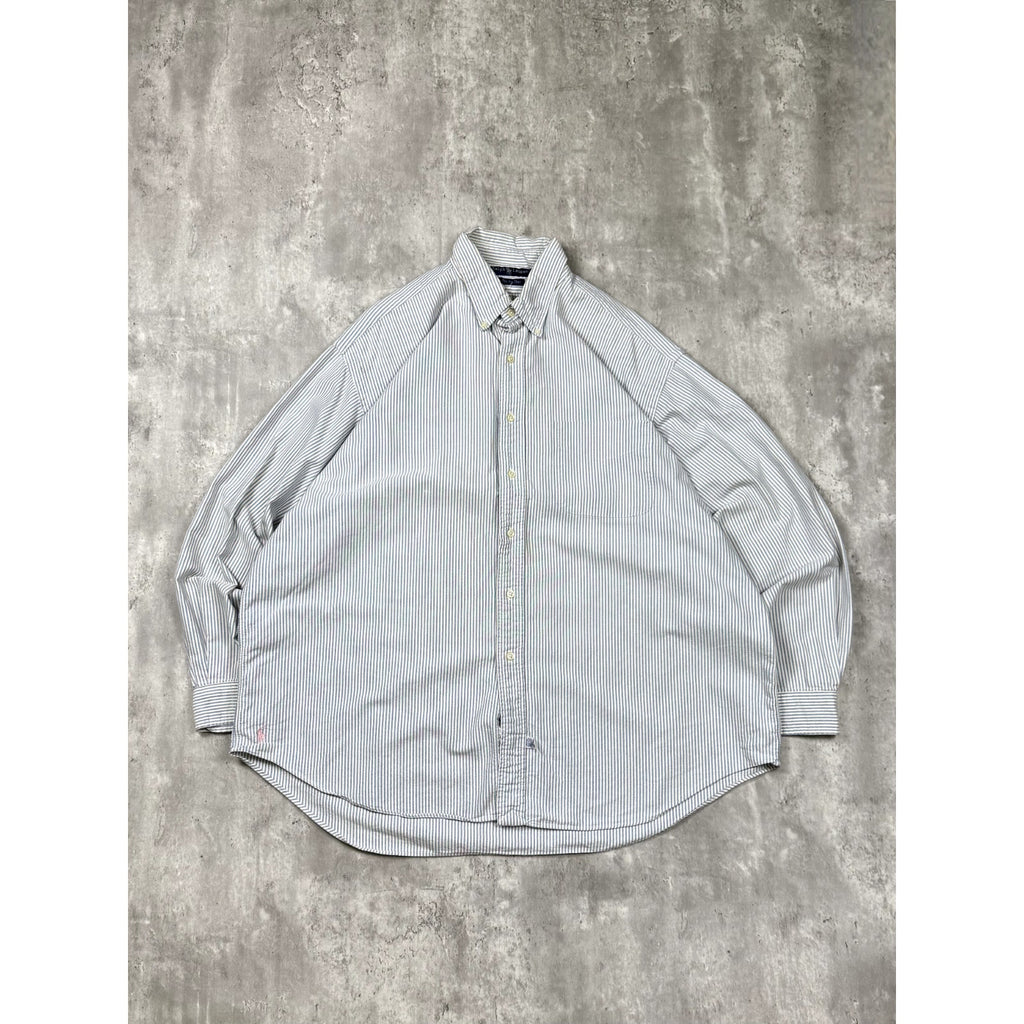 Vintage Polo Ralph Lauren Embroidered Pony Striped Button Up Shirt Size XL