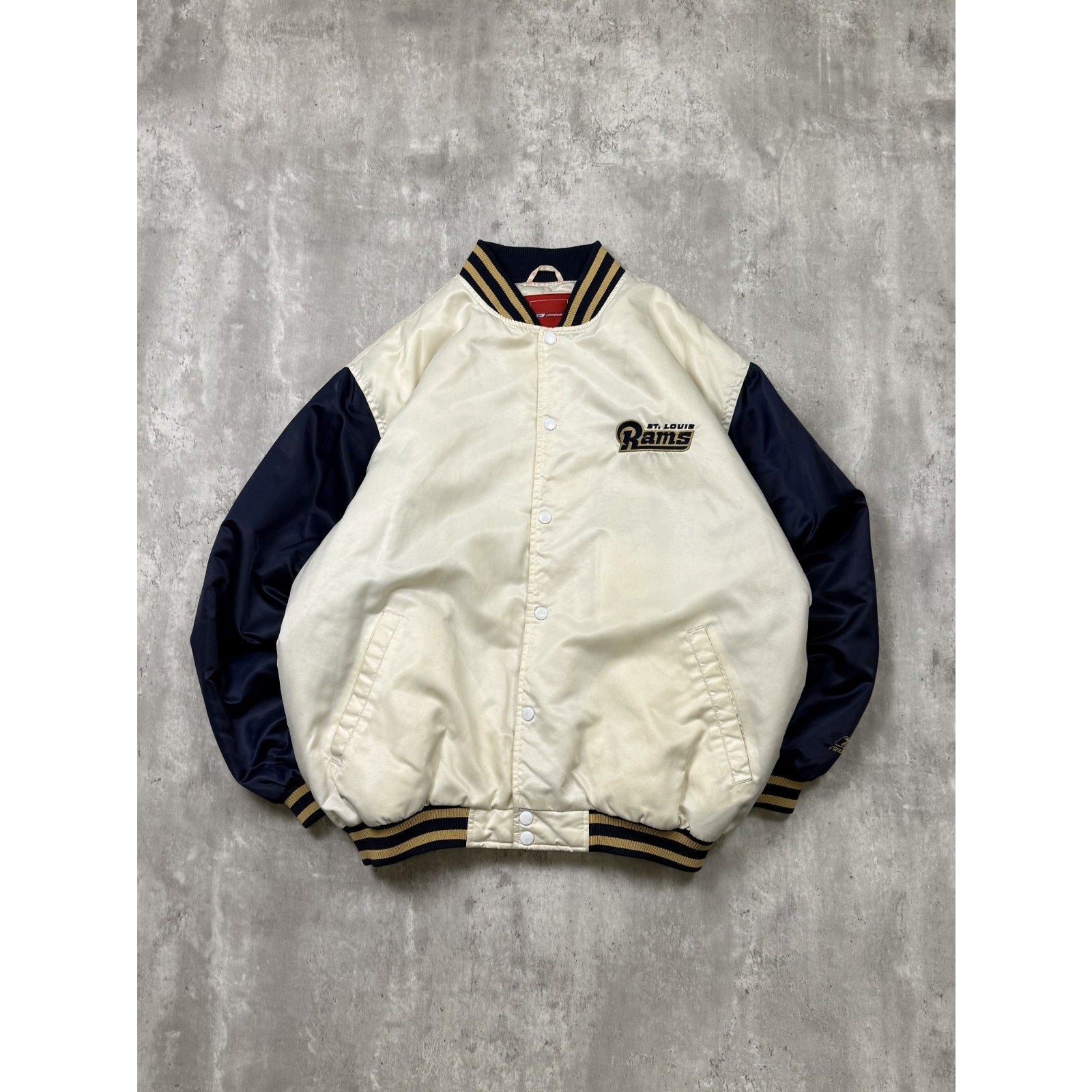 Vintage St Louis Rams NFL Reebok Football Bomber Jacket Size Large