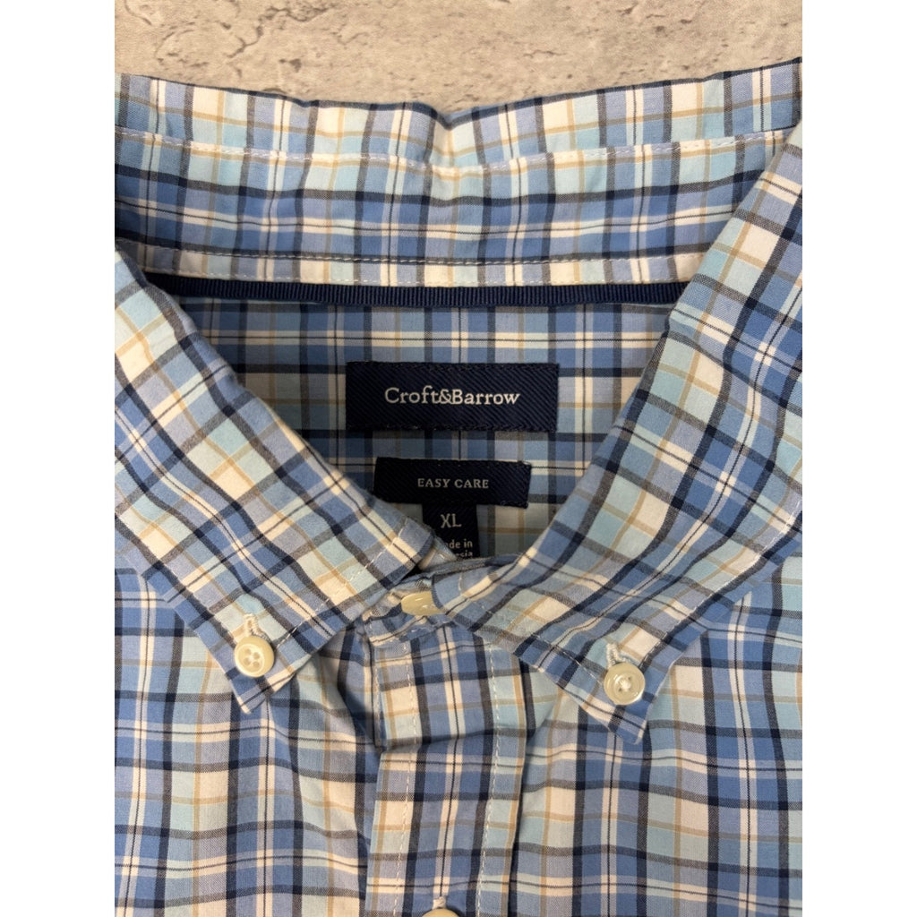 Croft & Barrow Plaid Single Pocket Reworked Cropped Button Up Shirt Size XL