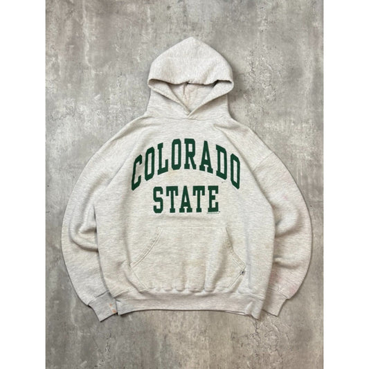 Vintage 90s Colorado State University NCAA Spellout Hooded Sweatshirt Size Large