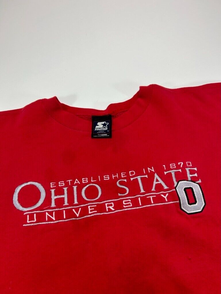 Vintage 90s Ohio State Buckeyes NCAA Starter Football Sweatshirt Size Large Red