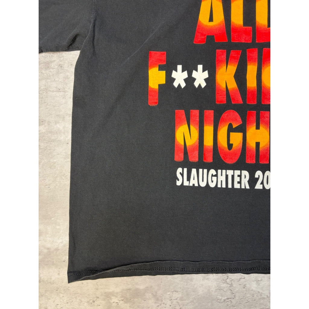 2000 Slaughter Stay Up All F**king Night Glam Metal Graphic T-Shirt Size XL